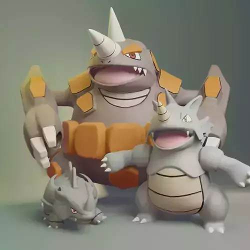 Pokemon - Rhyhorn Rhydon and Rhyperior