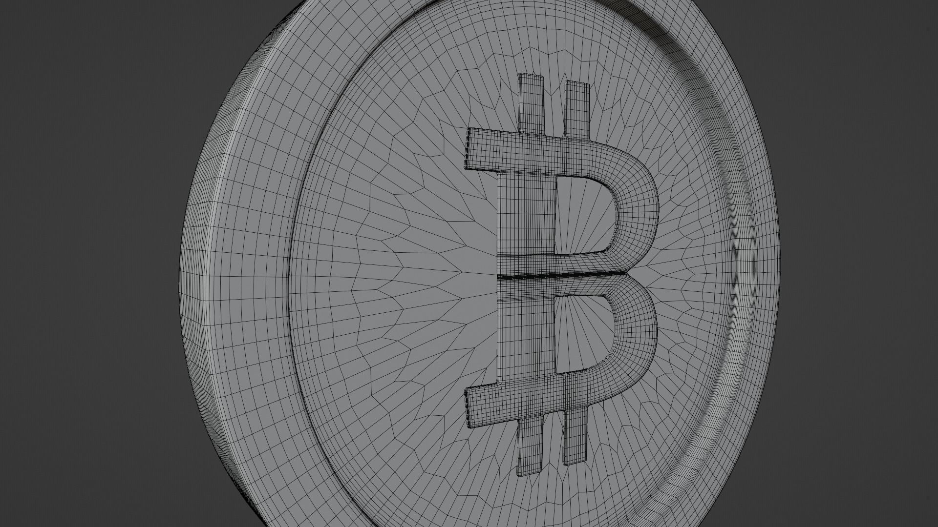 Bitcoin coin Low-poly 3D model_5