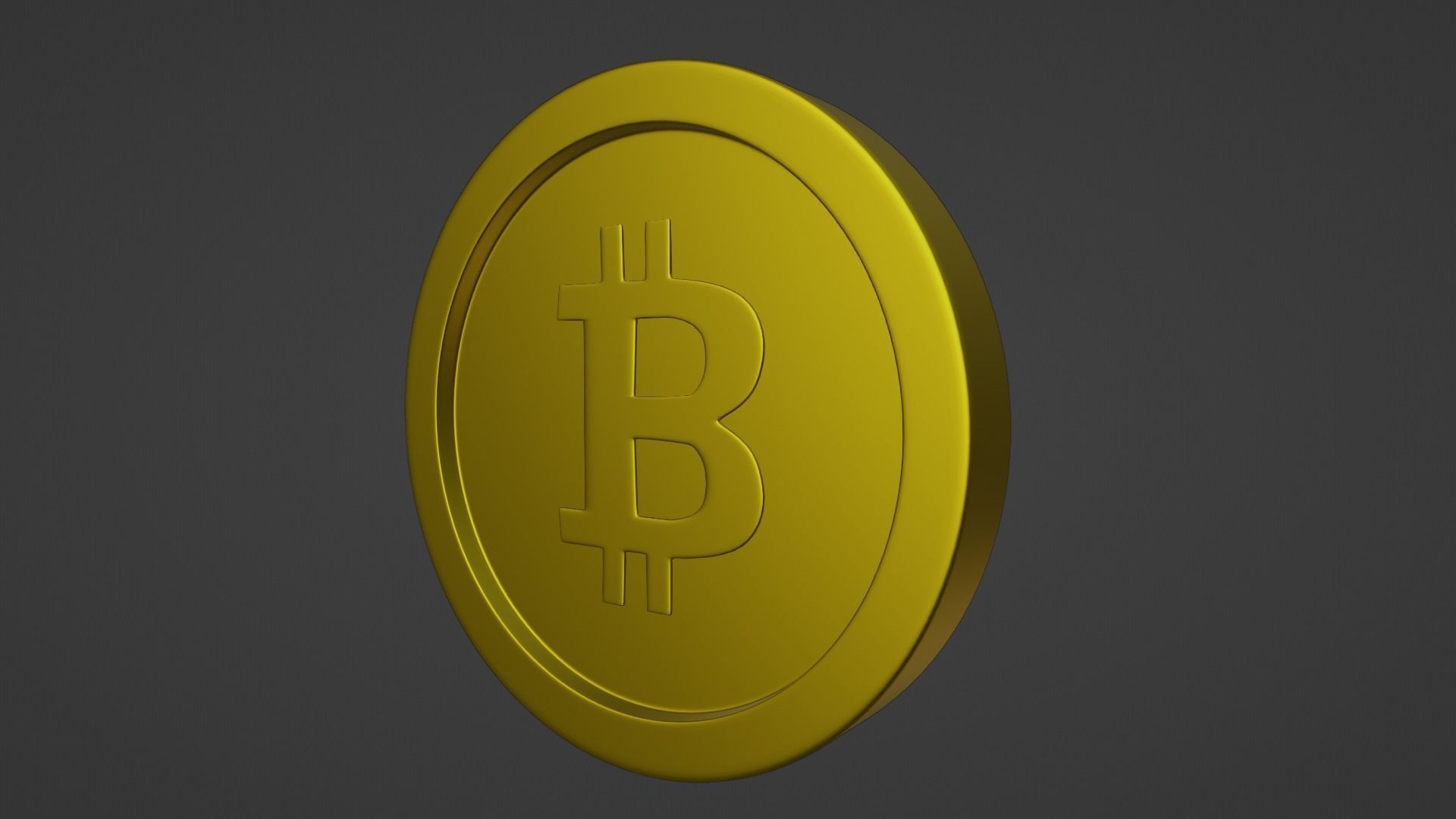 Bitcoin coin Low-poly 3D model_10