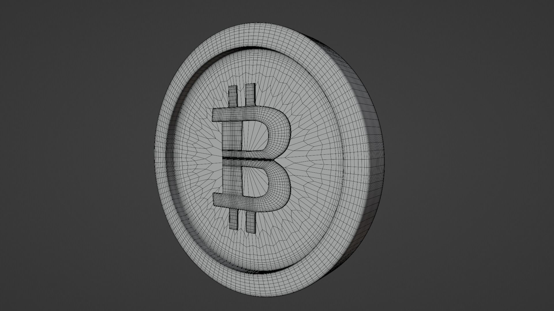 Bitcoin coin Low-poly 3D model_13