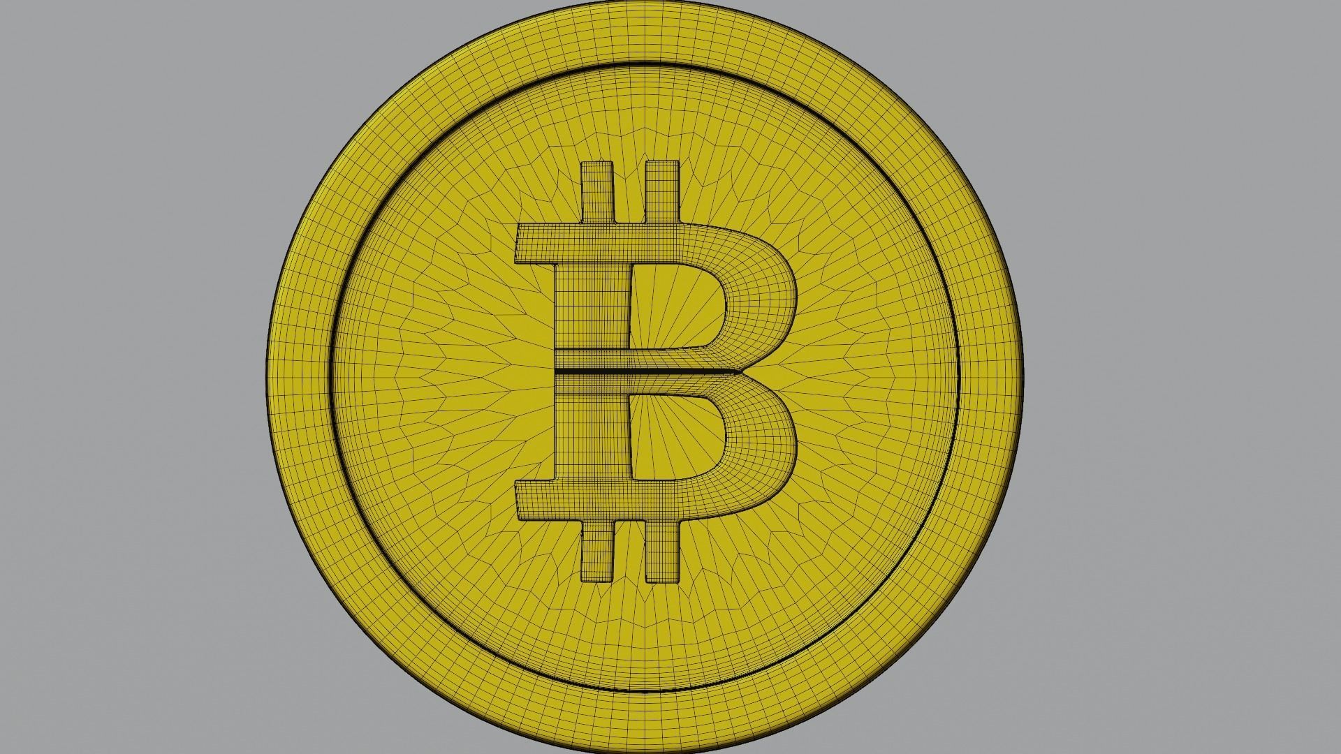 Bitcoin coin Low-poly 3D model_9
