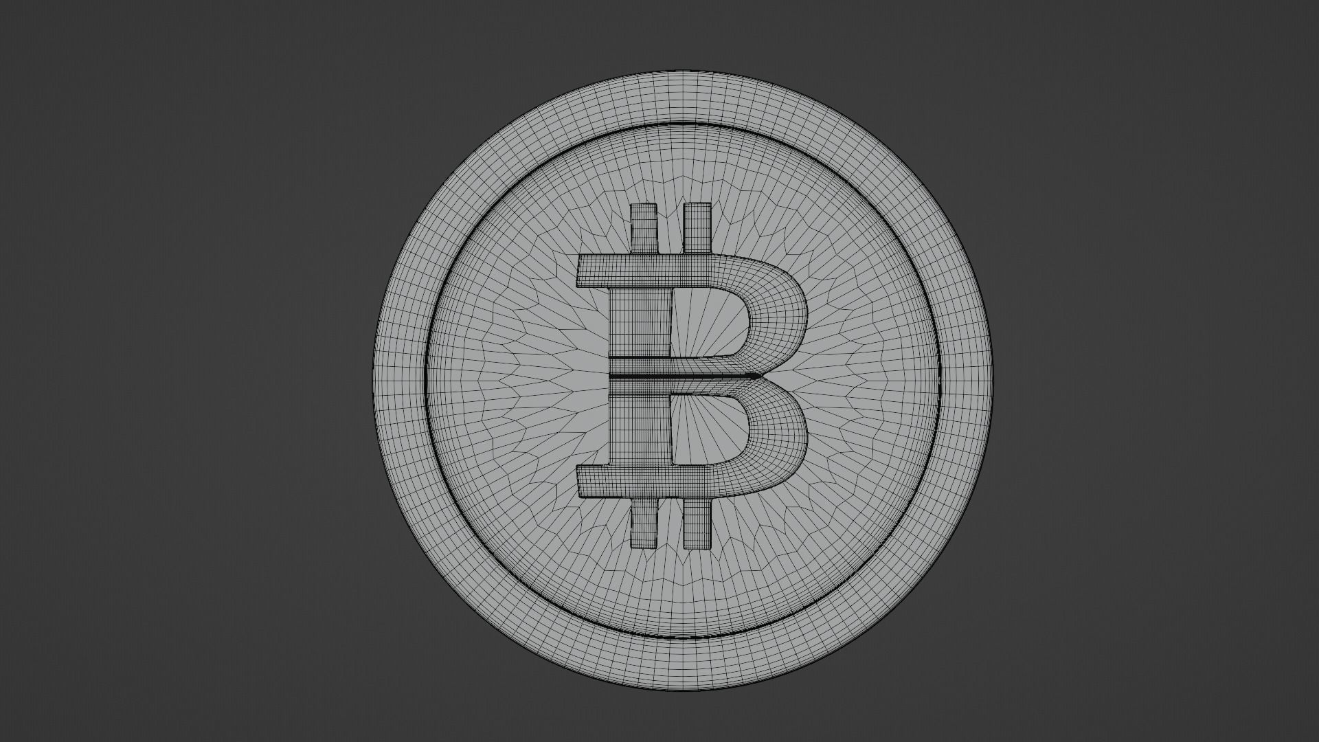 Bitcoin coin Low-poly 3D model_2