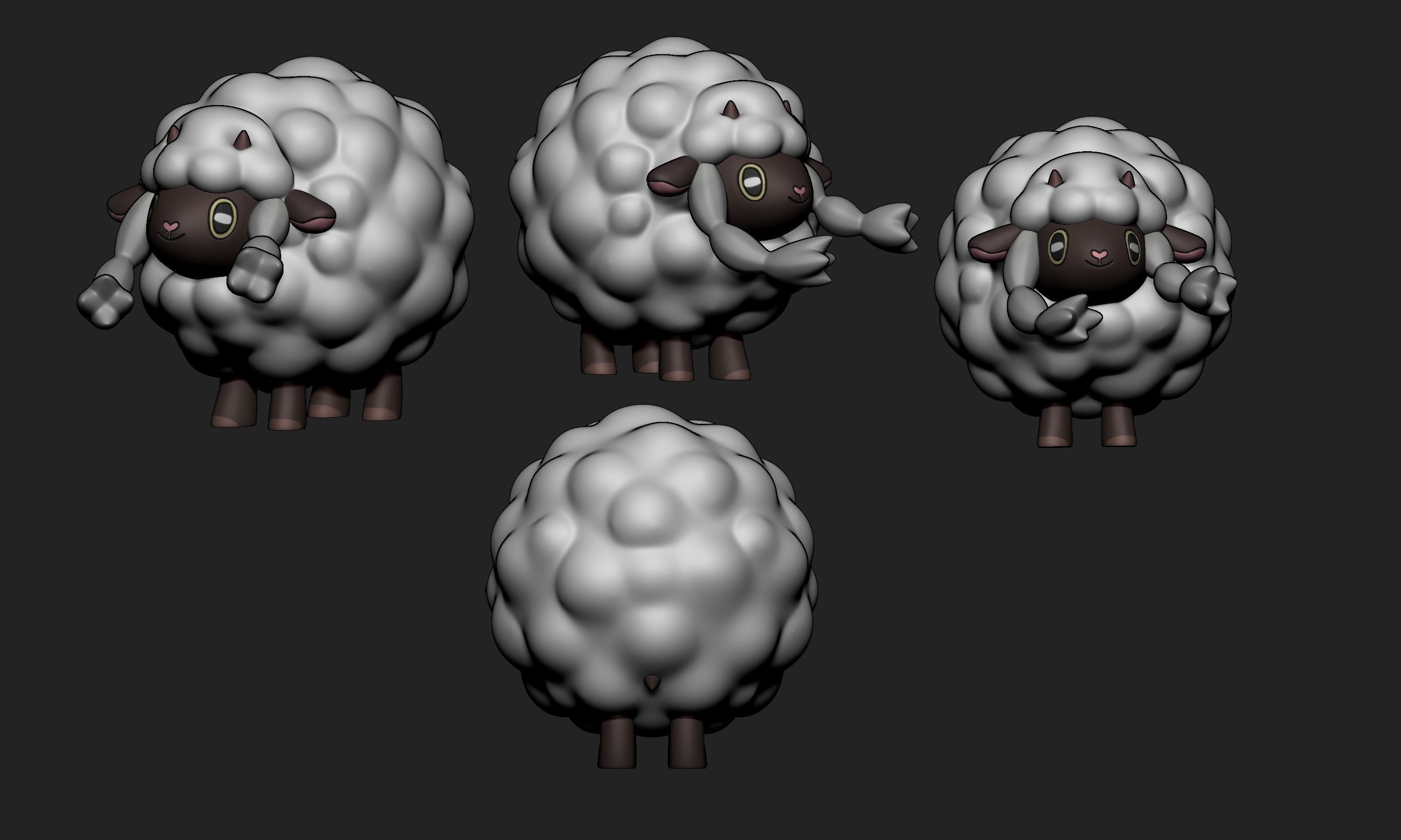 Pokemon - Wooloo with 2 different poses 3D print model_2
