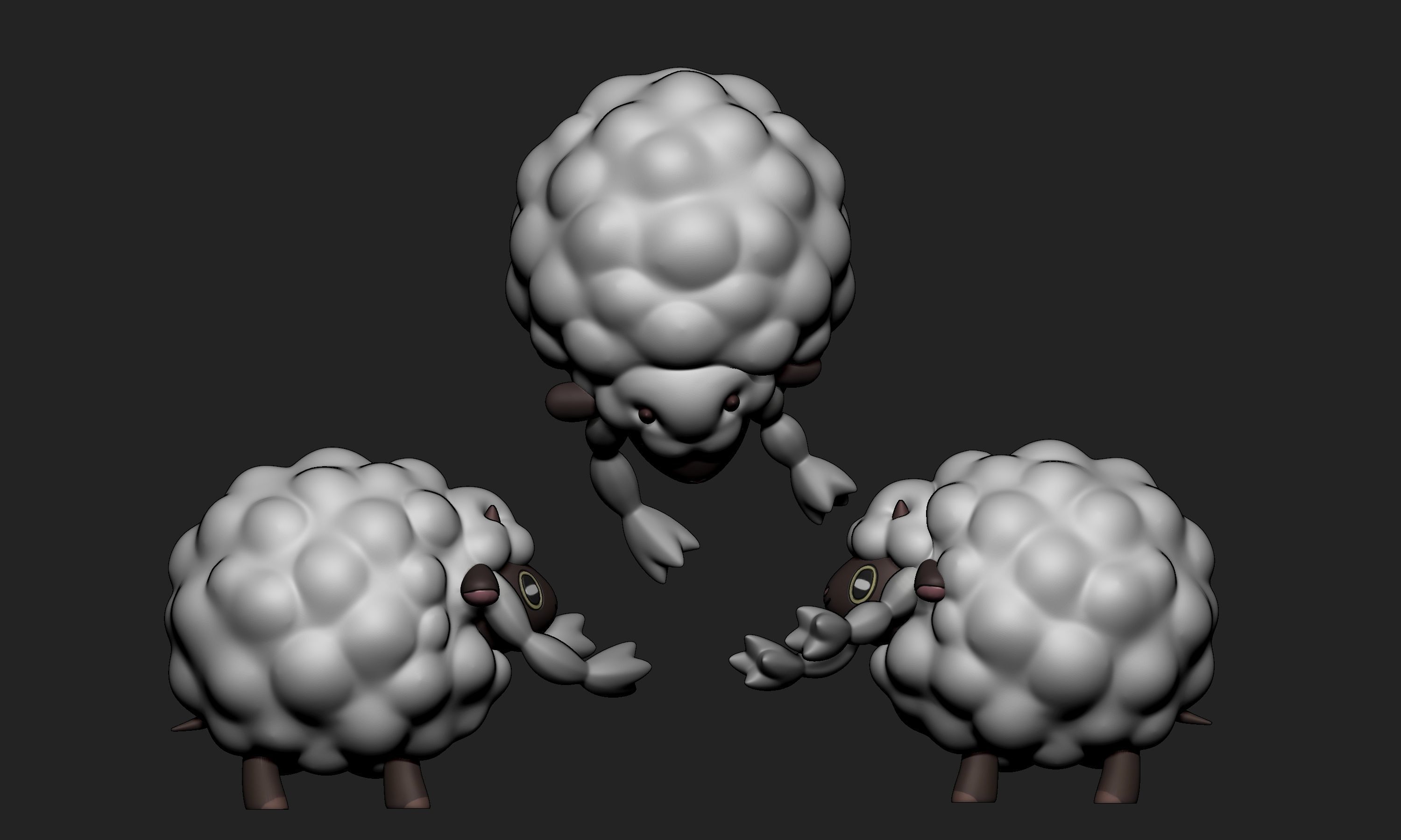 Pokemon - Wooloo with 2 different poses 3D print model_3