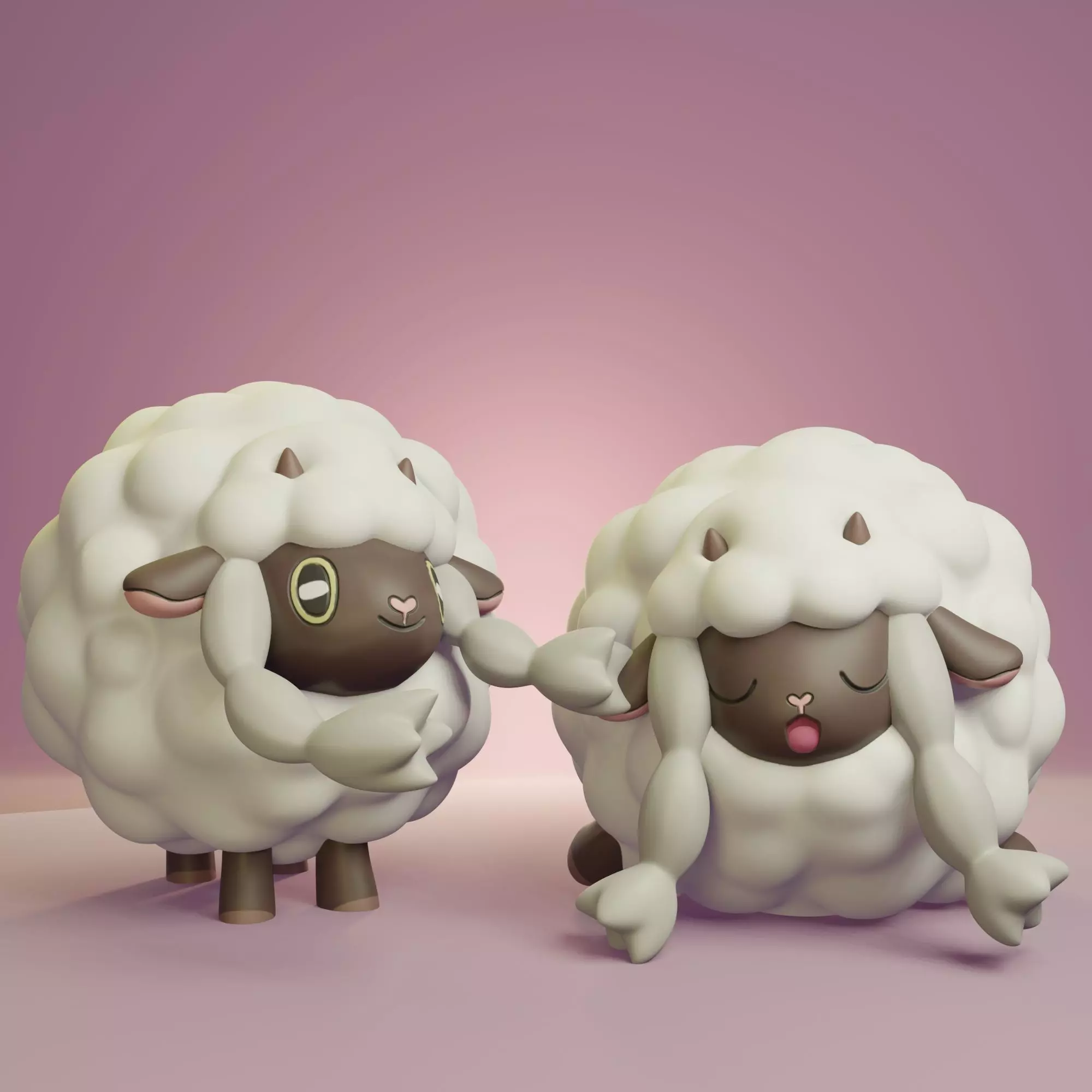Pokemon - Wooloo with 2 different poses 3D print model_0