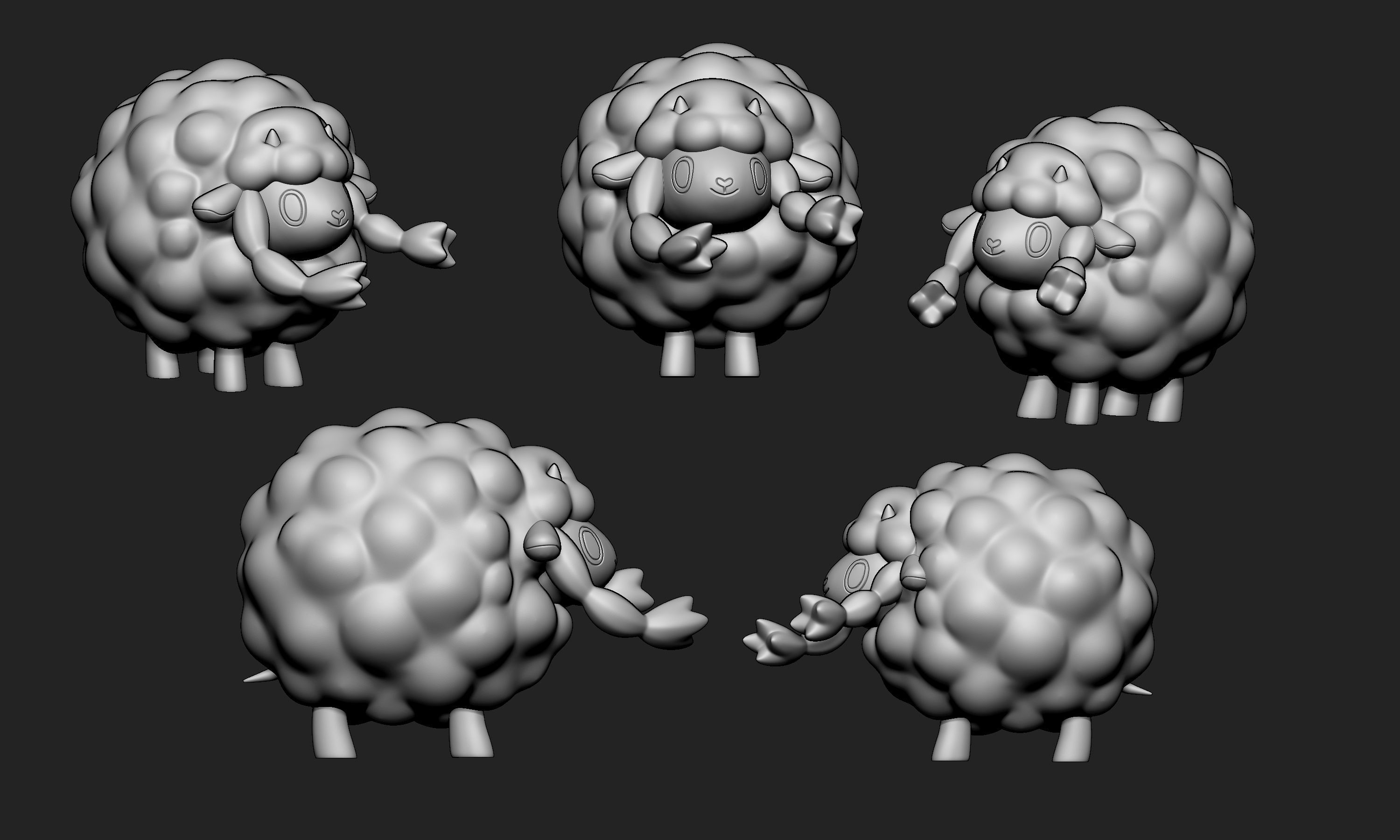Pokemon - Wooloo with 2 different poses 3D print model_5