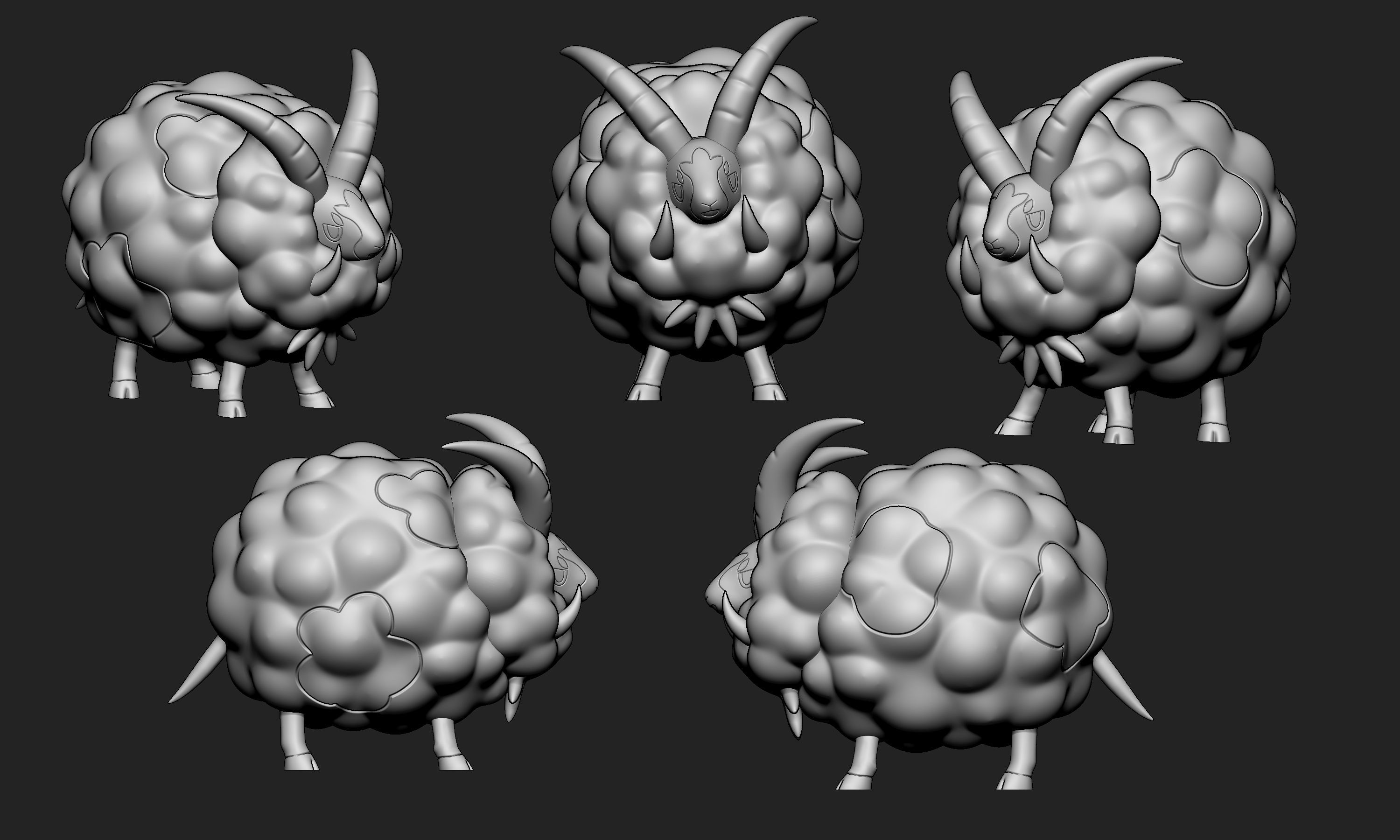 Pokemon - Dubwool with 2 different poses 3D print model_10