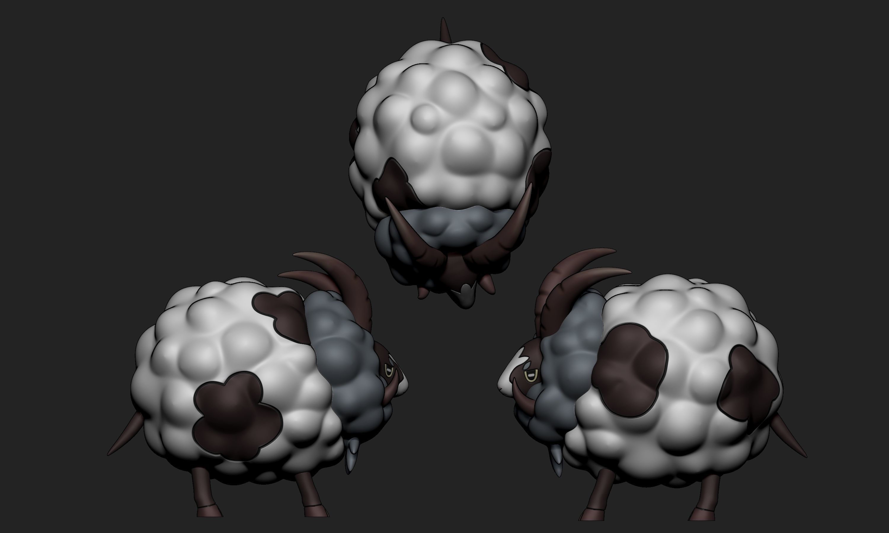 Pokemon - Dubwool with 2 different poses 3D print model_3