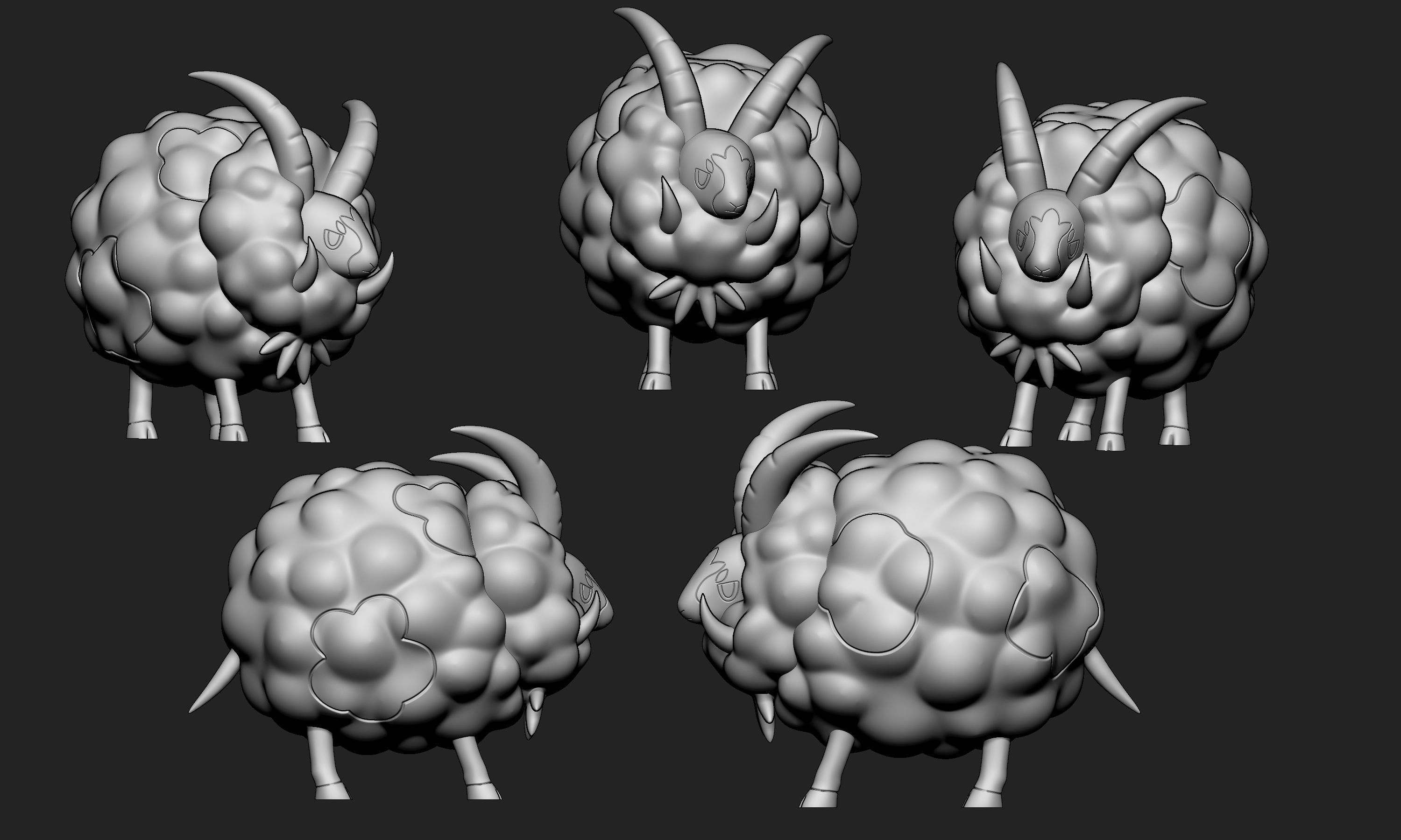 Pokemon - Dubwool with 2 different poses 3D print model_5