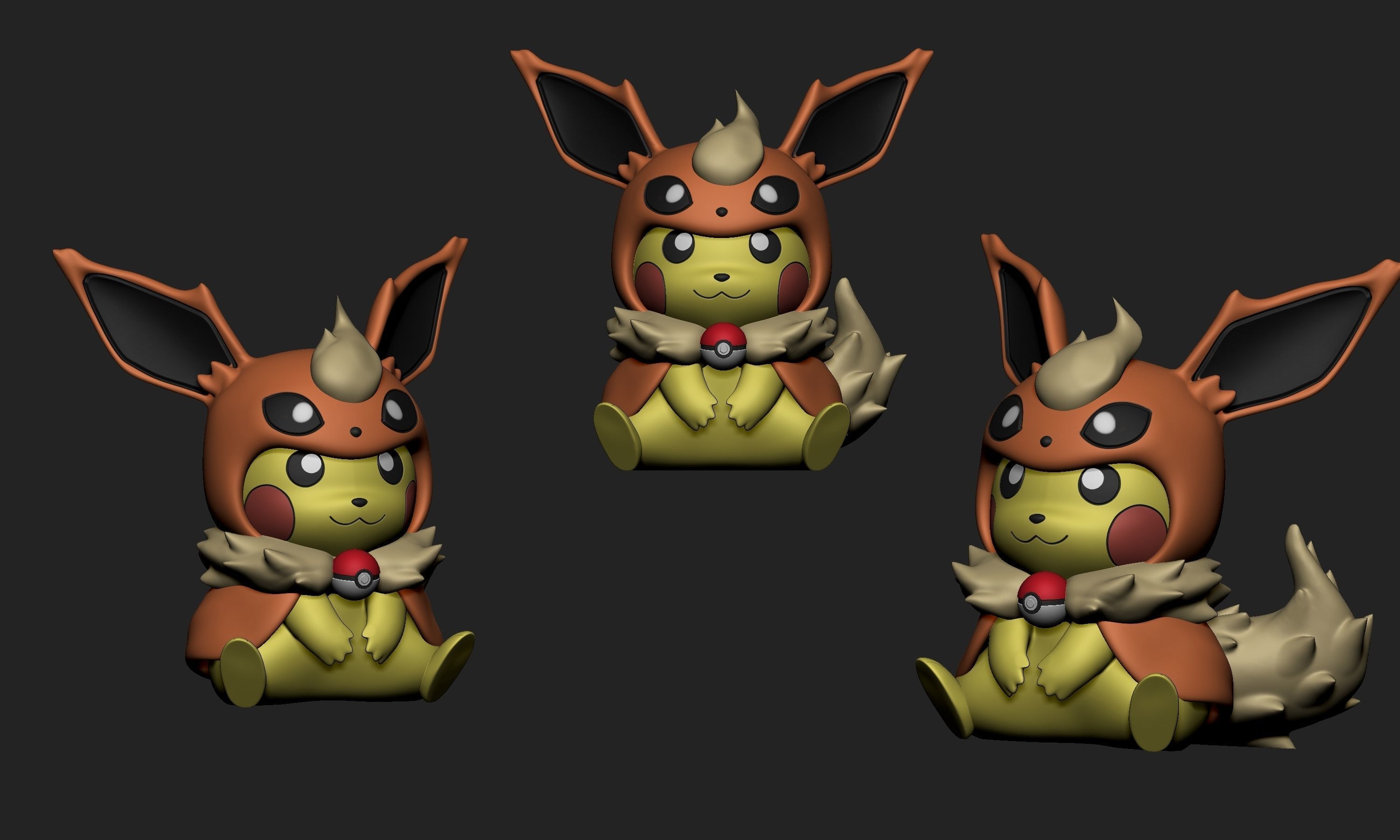 Pokemon - Pikachu Cosplay Flareon Free 3D print model_2