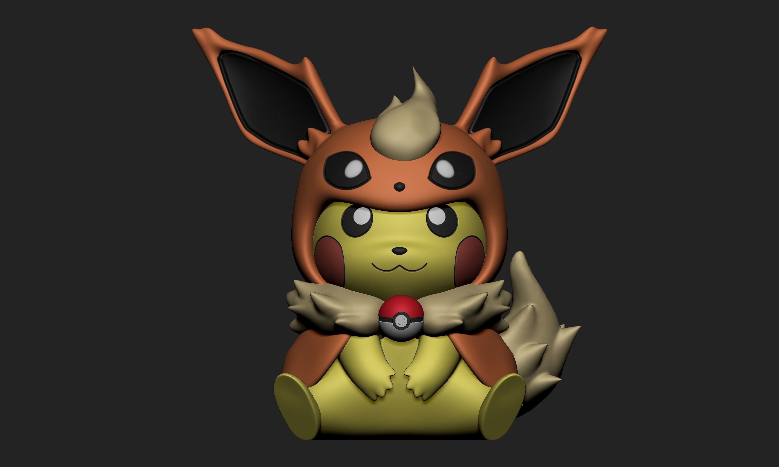 Pokemon - Pikachu Cosplay Flareon Free 3D print model_1