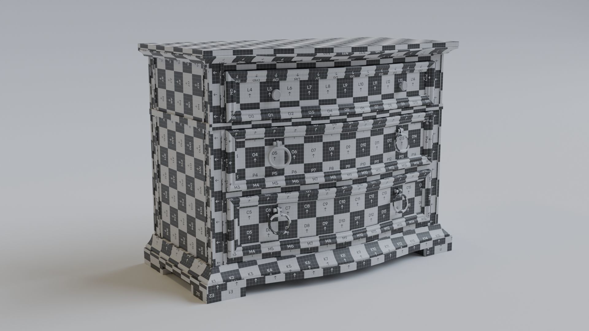 Wooden Chest Drawer - v2 Low-poly 3D model_4
