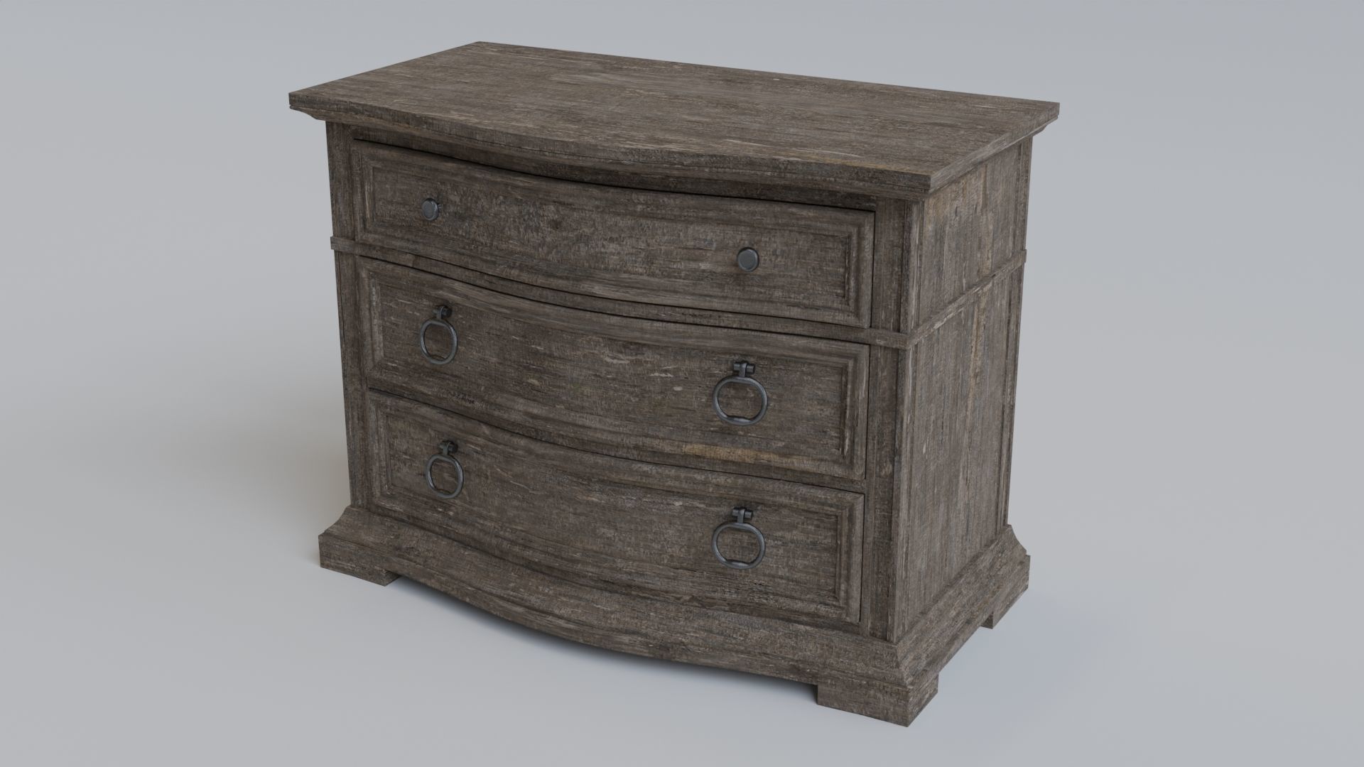 Wooden Chest Drawer - v2 Low-poly 3D model_1