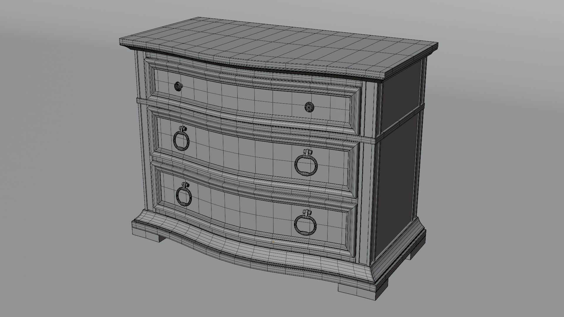 Wooden Chest Drawer - v2 Low-poly 3D model_2
