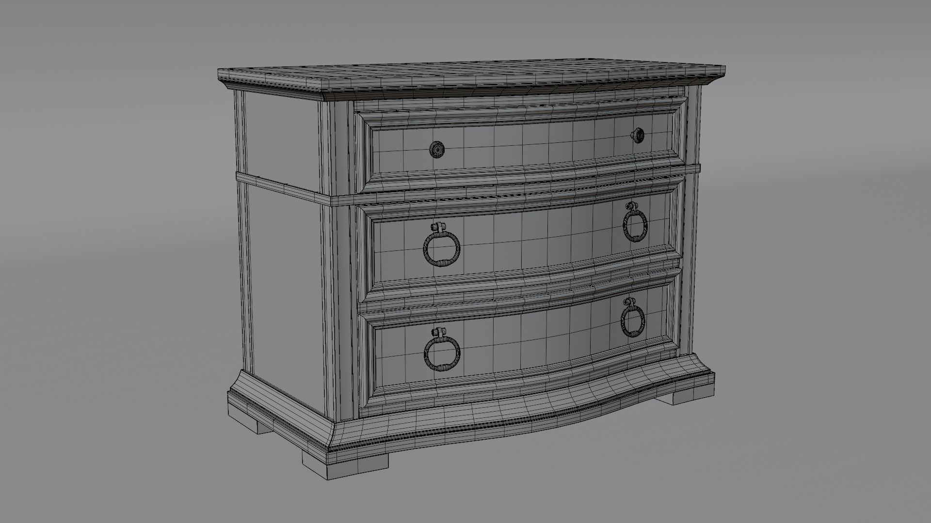 Wooden Chest Drawer - v2 Low-poly 3D model_3