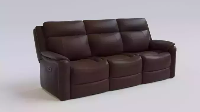 Leather Recliner Sofa - 3 Seater Low-poly 3D model