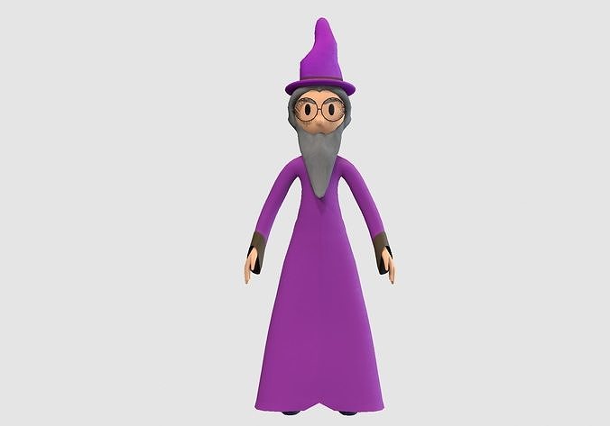 old cartoon wizard  3D model