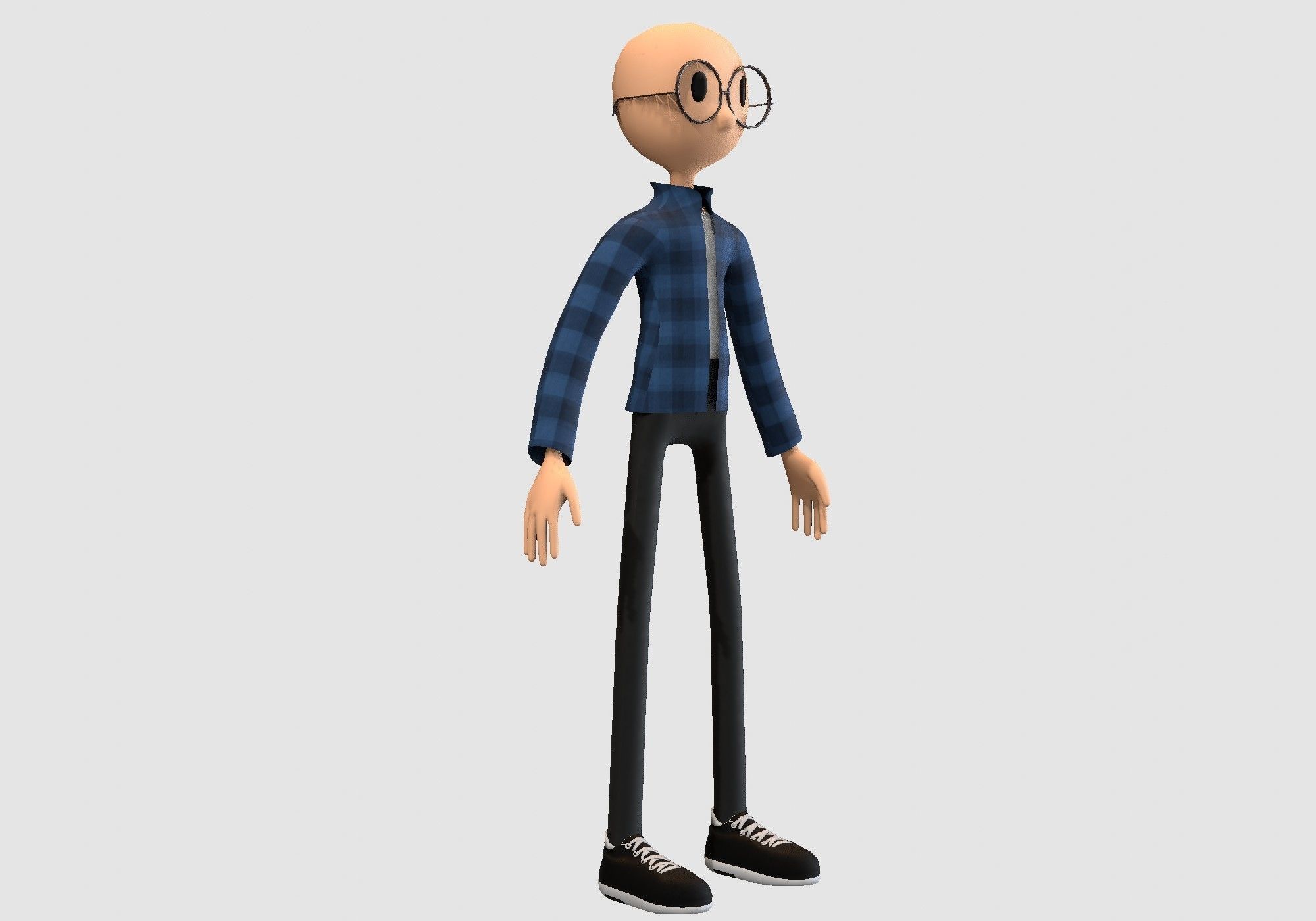 nerdy cartoon boy  3D model_1