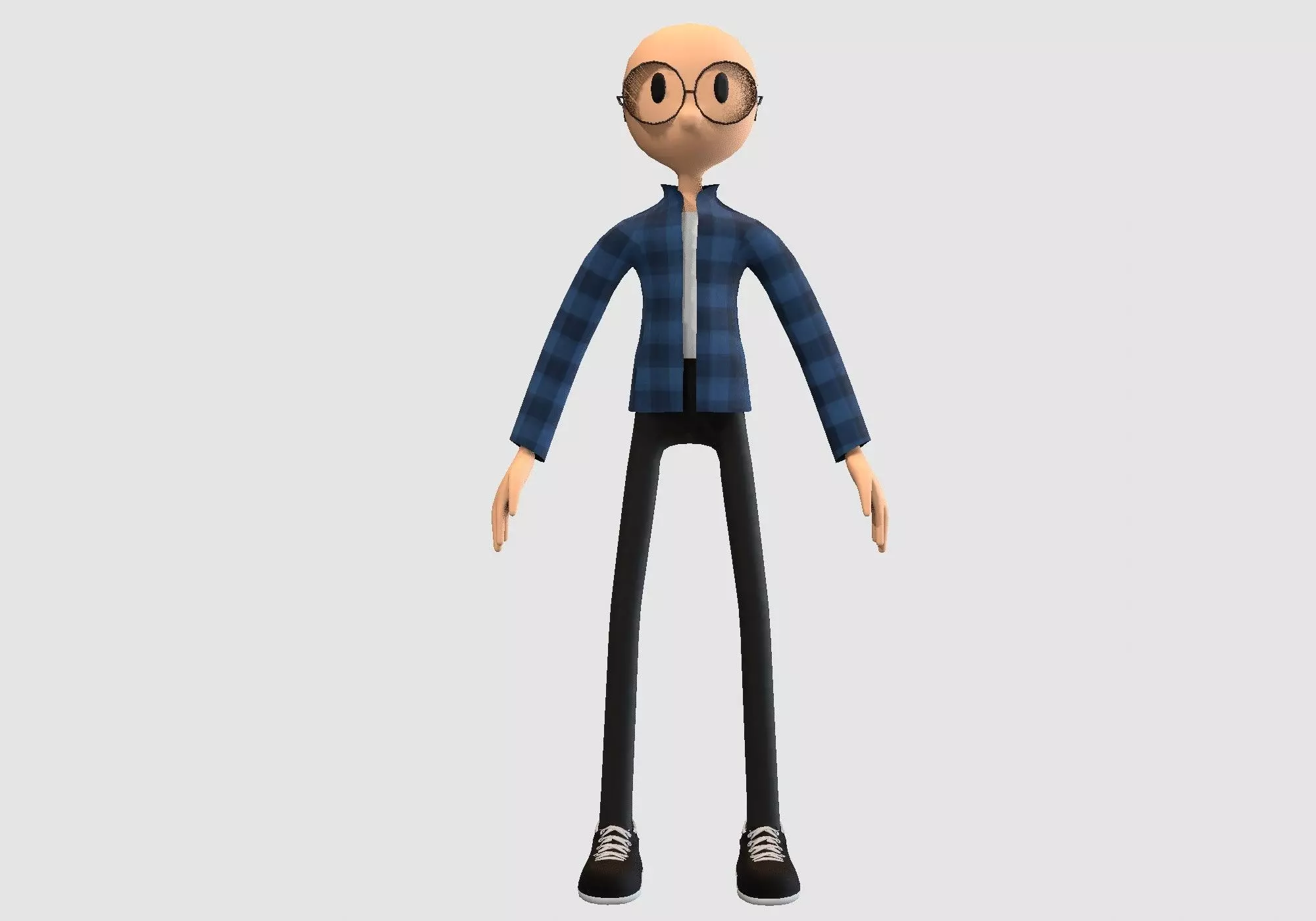 nerdy cartoon boy  3D model_0