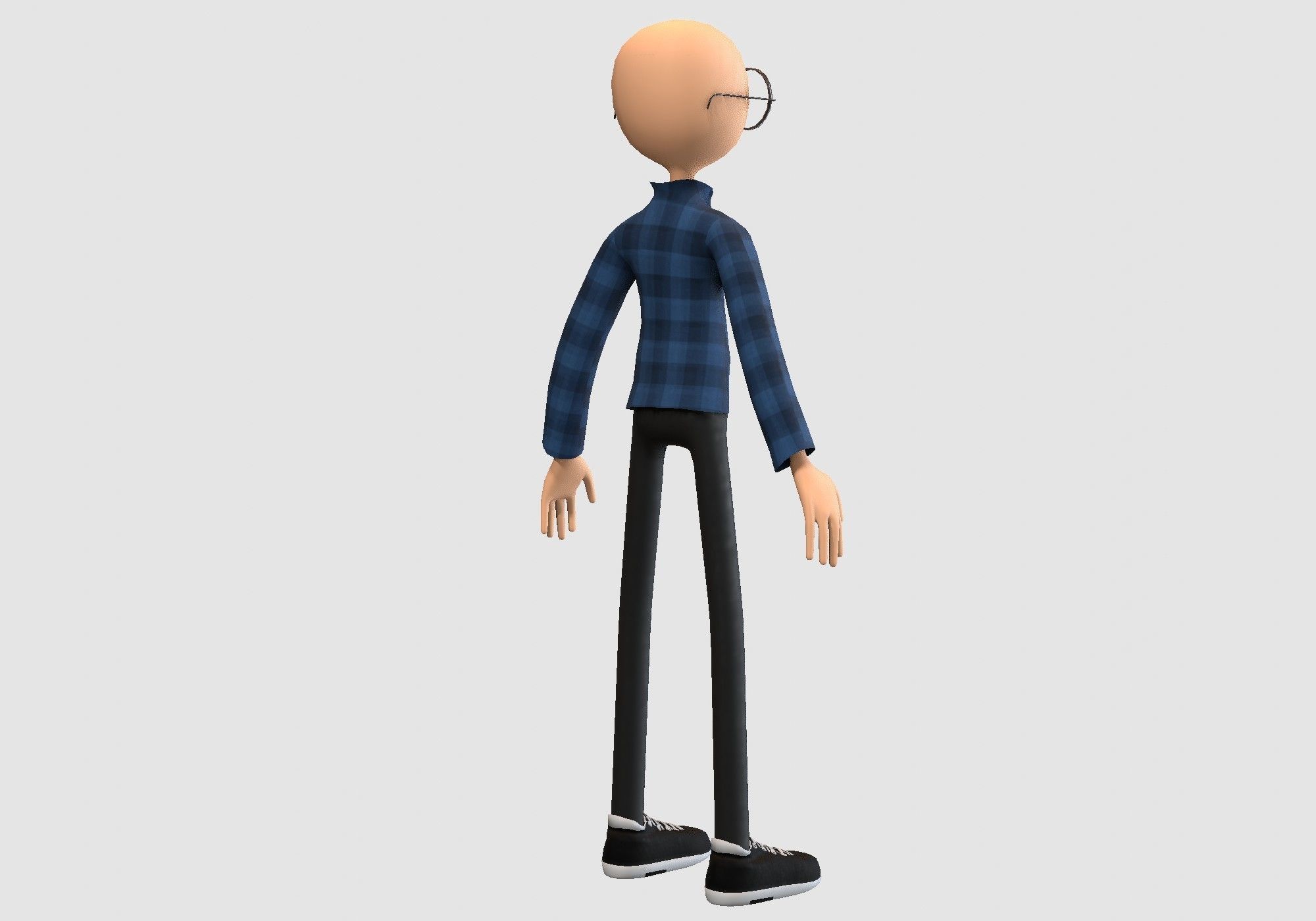nerdy cartoon boy  3D model_3