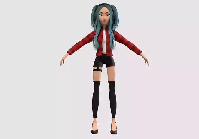 stylized cartoon girl 