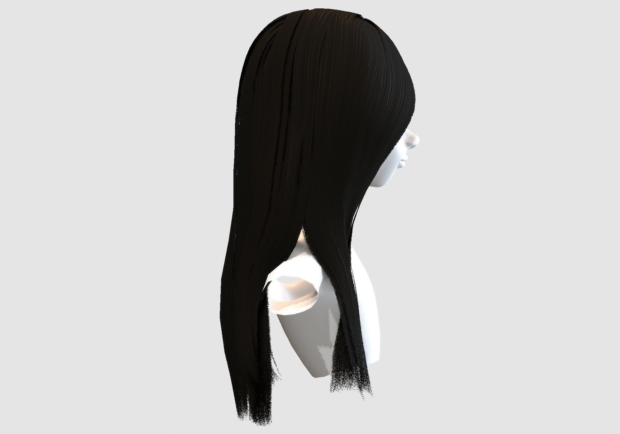 female wavy hairstyle 3D model_2