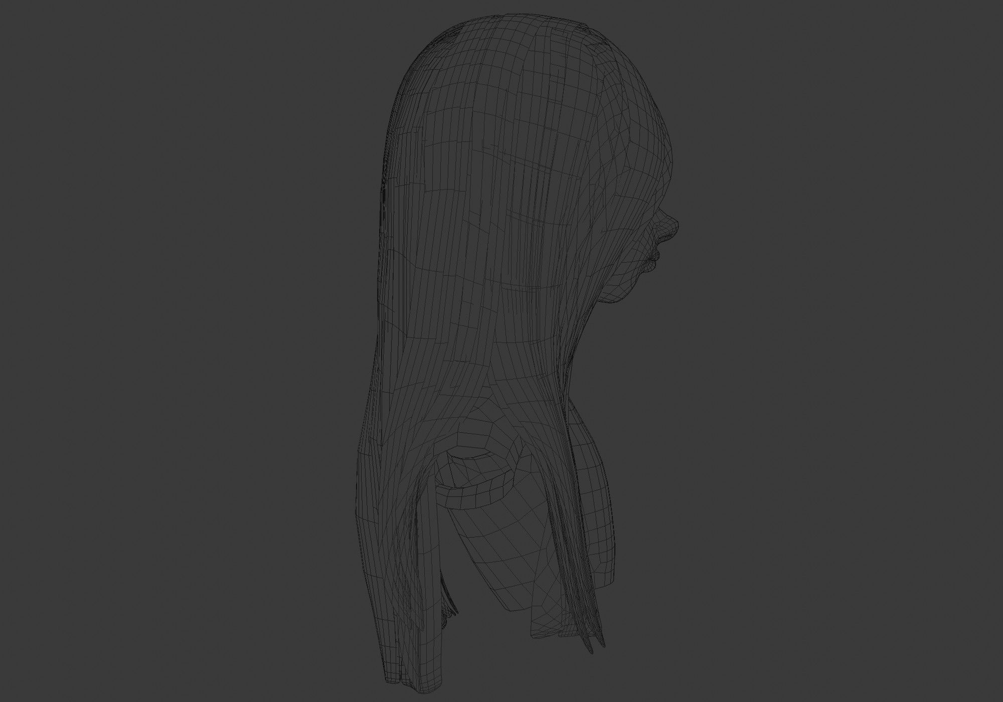 female wavy hairstyle 3D model_7