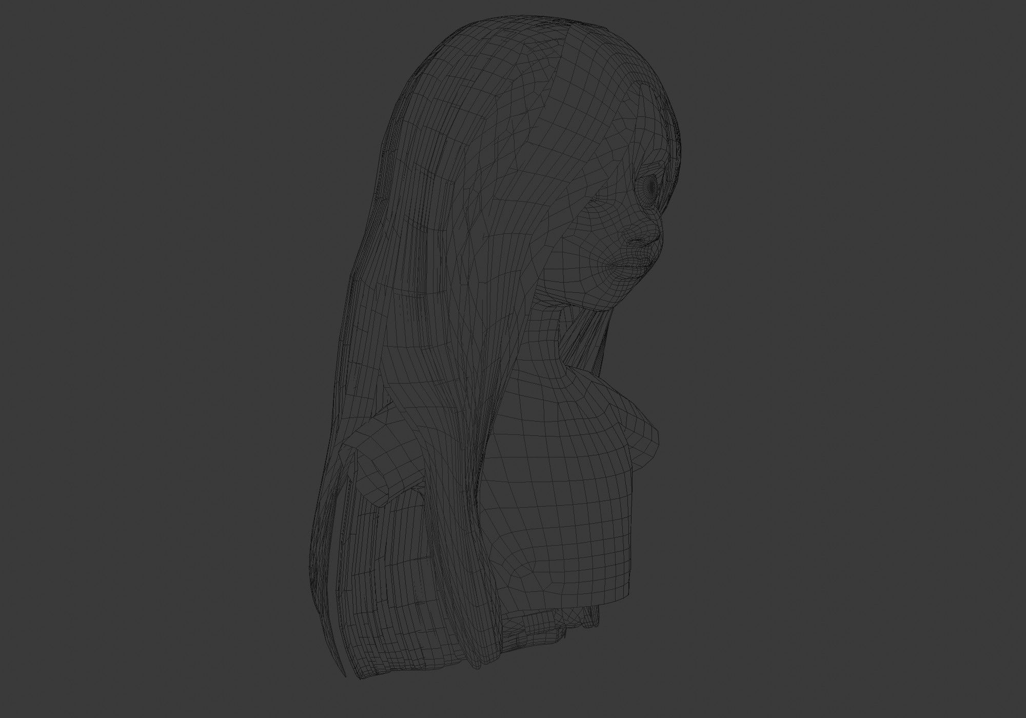 female wavy hairstyle 3D model_6