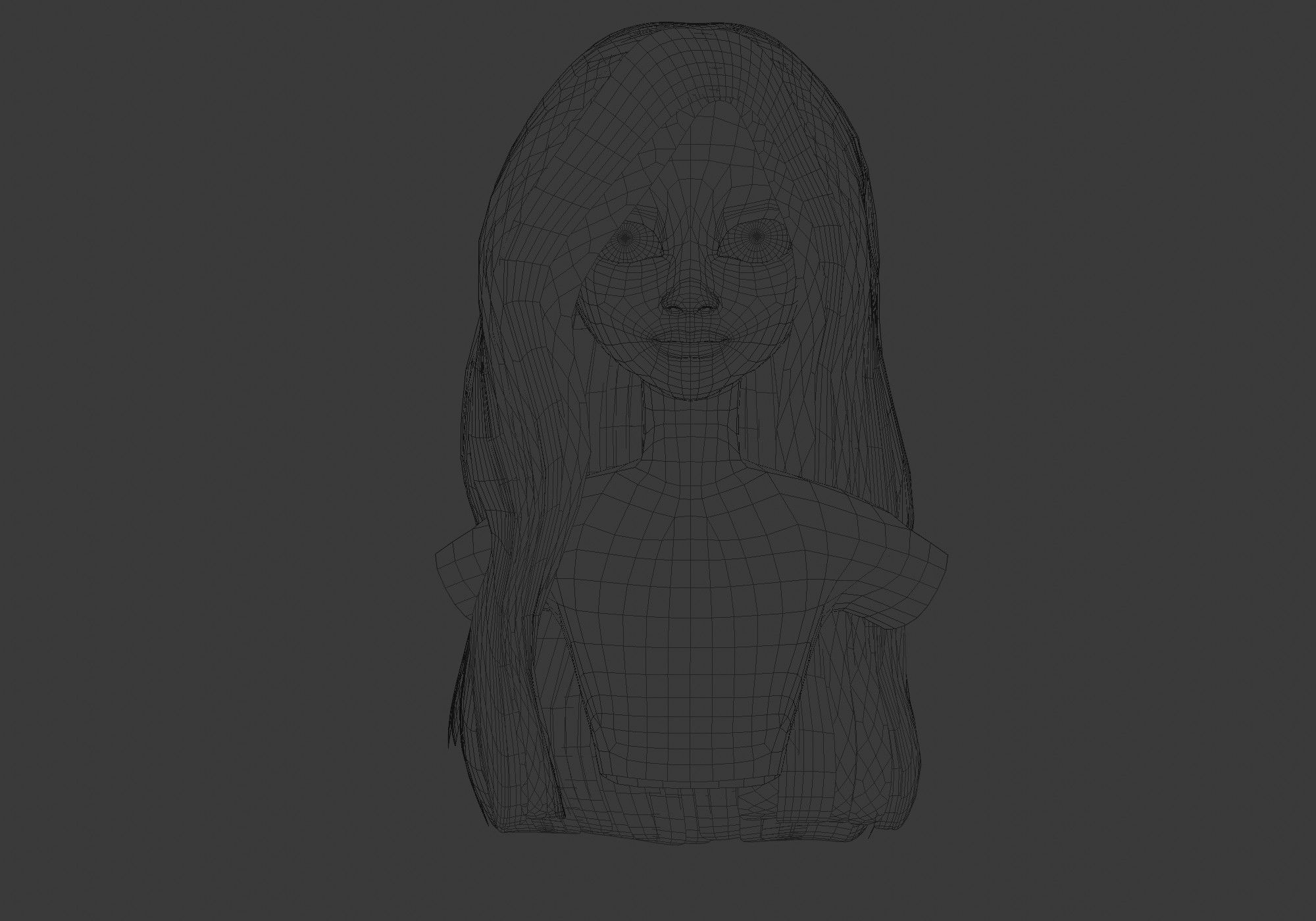female wavy hairstyle 3D model_5
