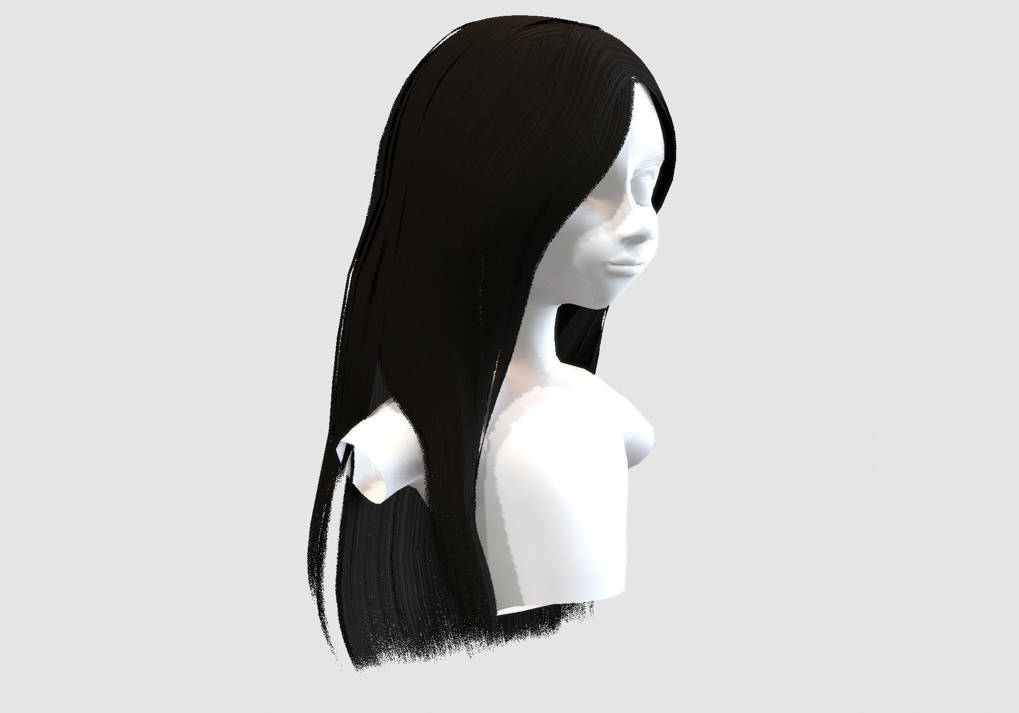 female wavy hairstyle 3D model_1