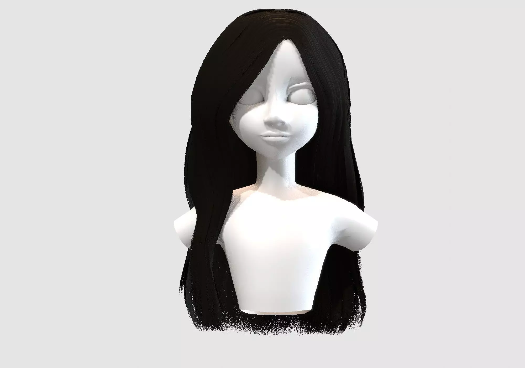 female wavy hairstyle 3D model_0