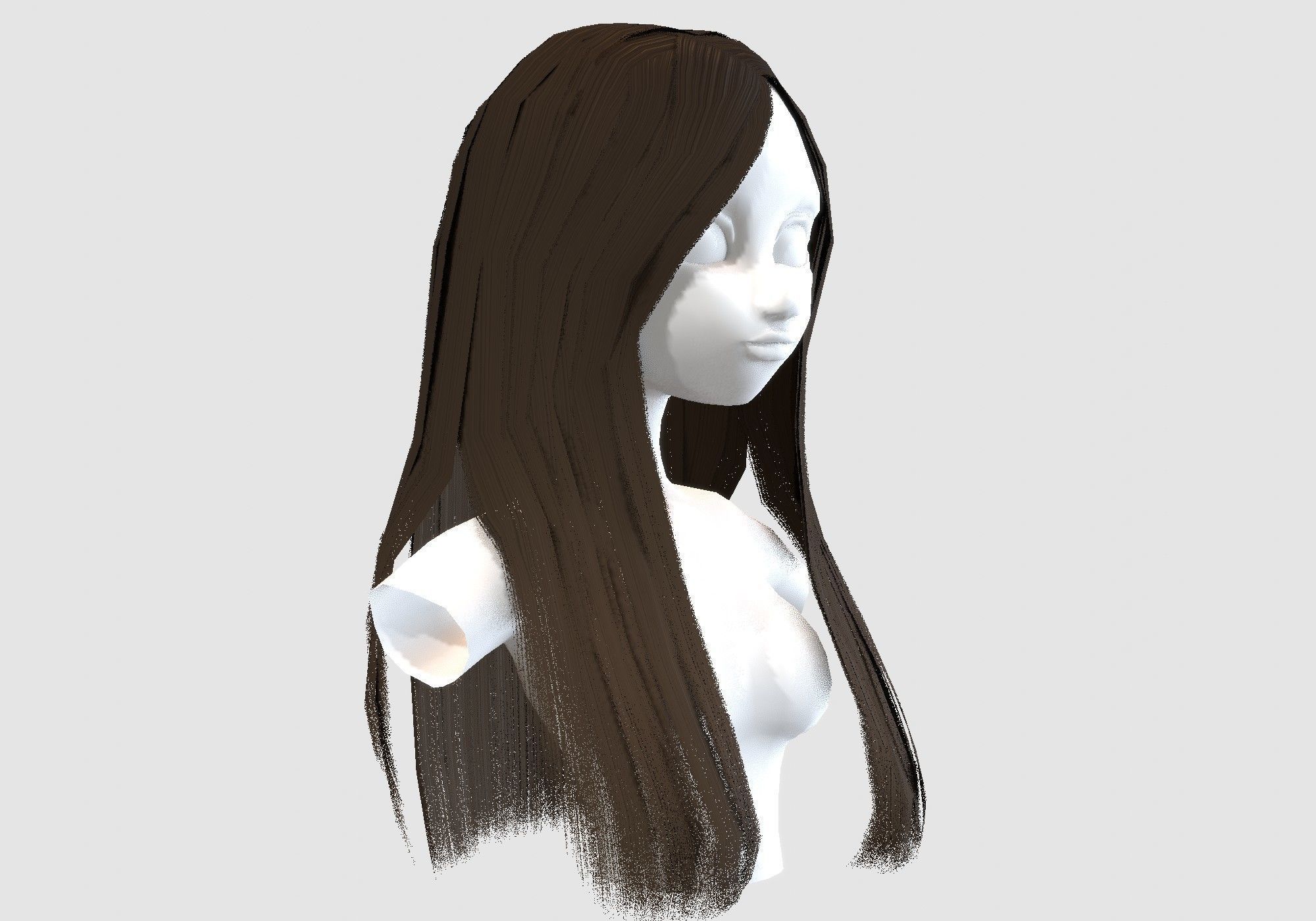 female long hairstyle Low-poly 3D model_1