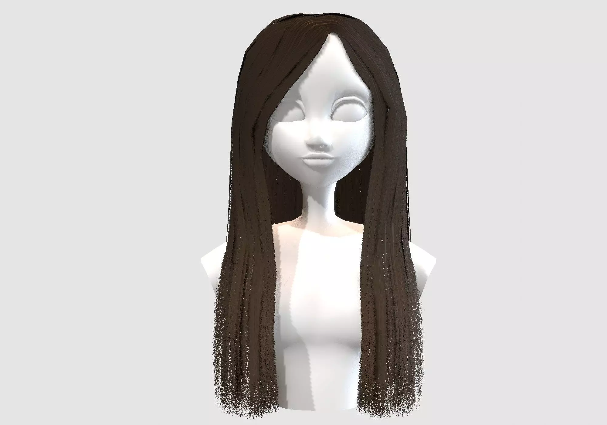 female long hairstyle Low-poly 3D model_0