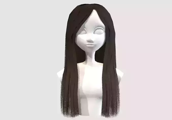 female long hairstyle Low-poly 3D model female long hairstyle Low-poly 3D model
