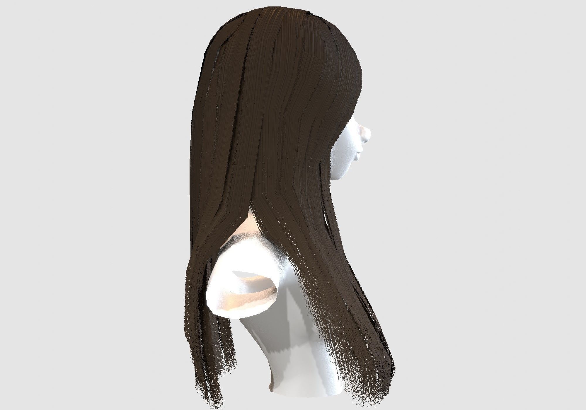 female long hairstyle Low-poly 3D model_2