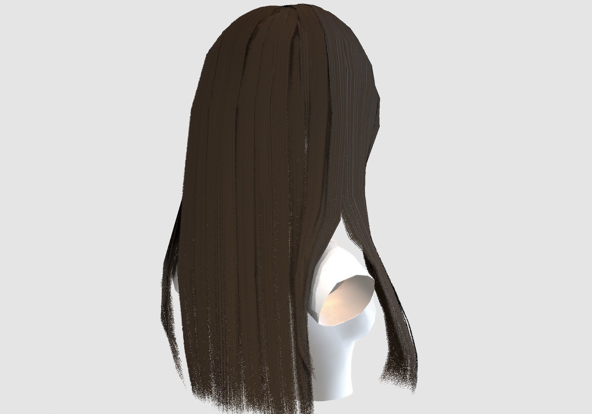female long hairstyle Low-poly 3D model_3