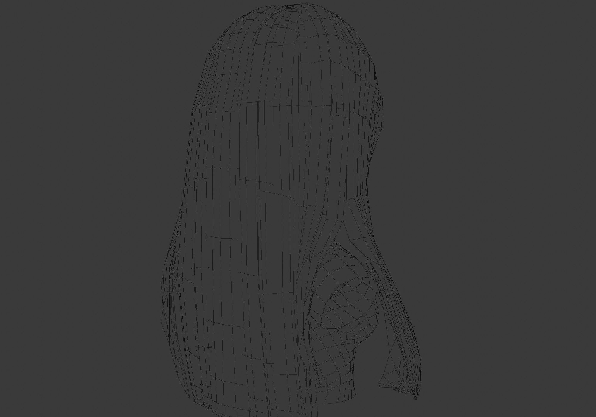 female long hairstyle Low-poly 3D model_8