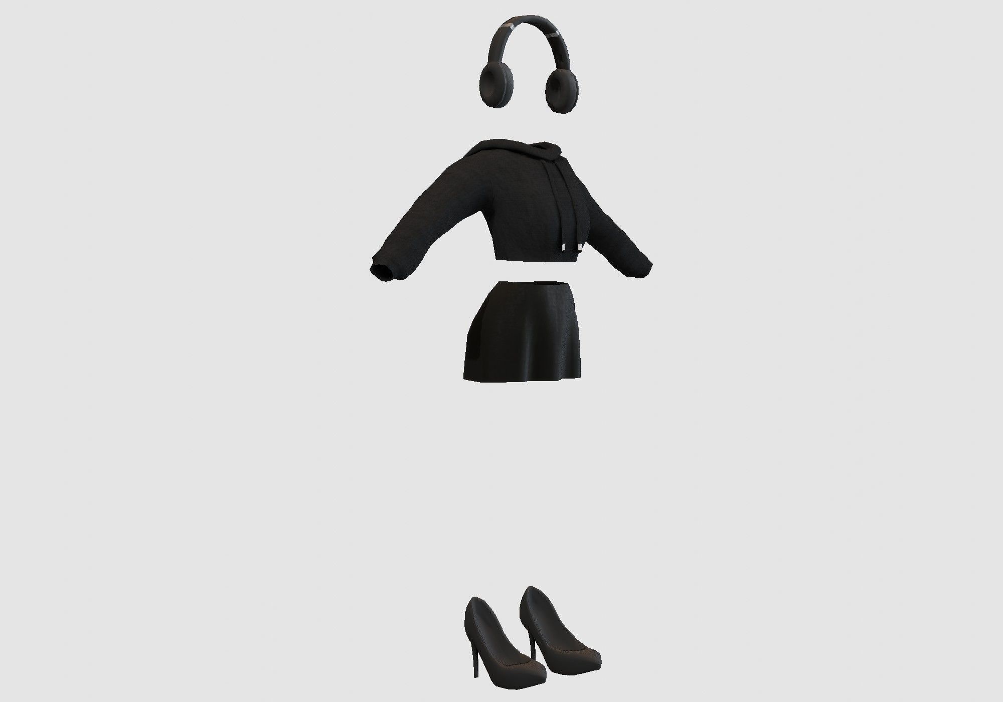 female cartoon outfit 3D model_1