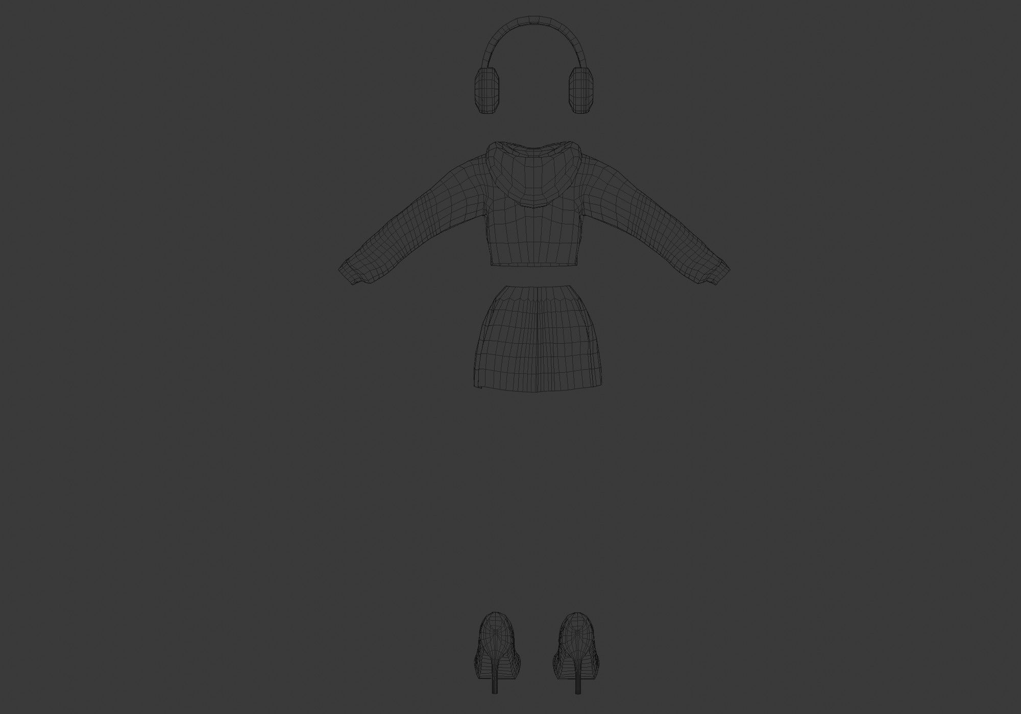 female cartoon outfit 3D model_9