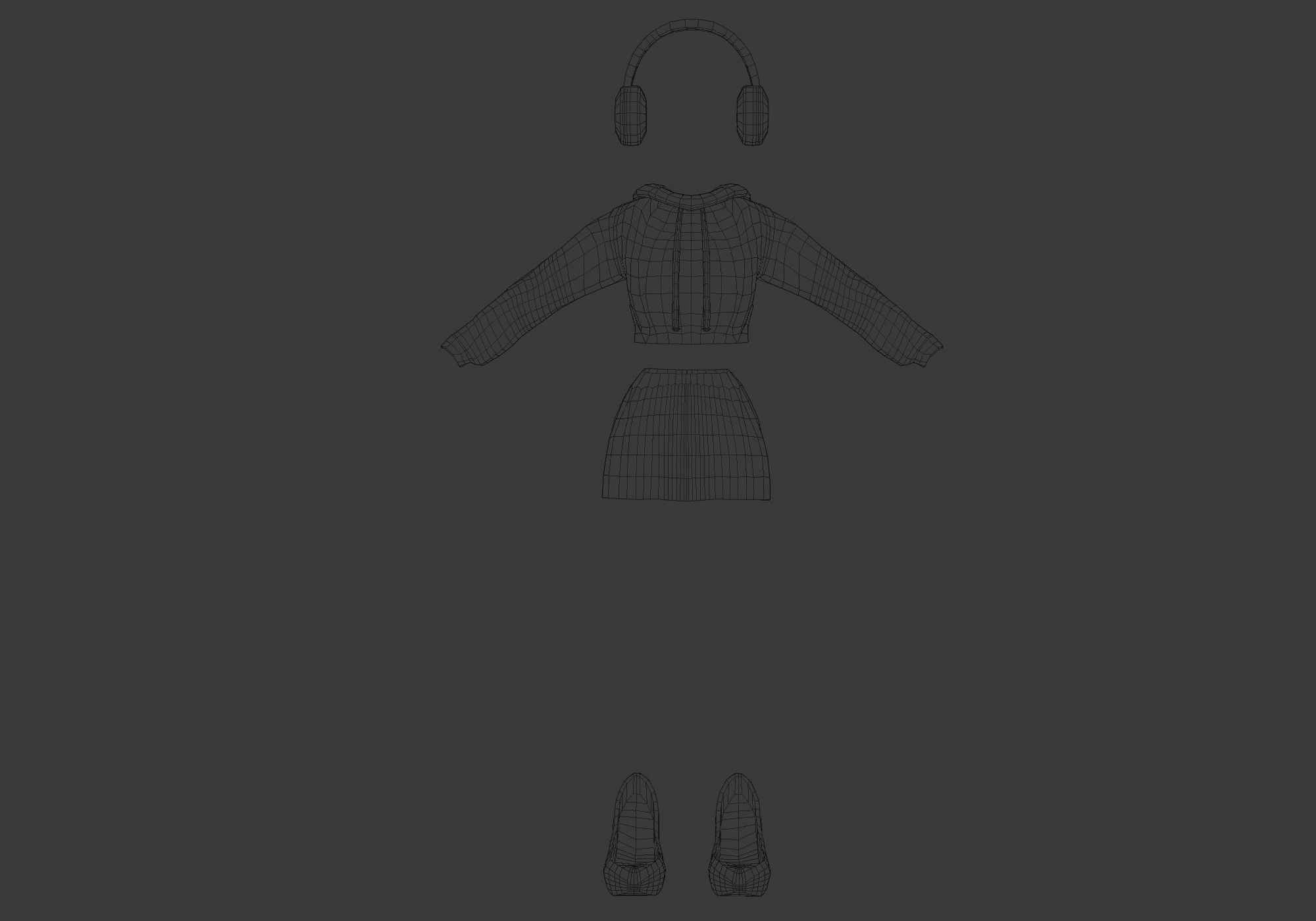 female cartoon outfit 3D model_5