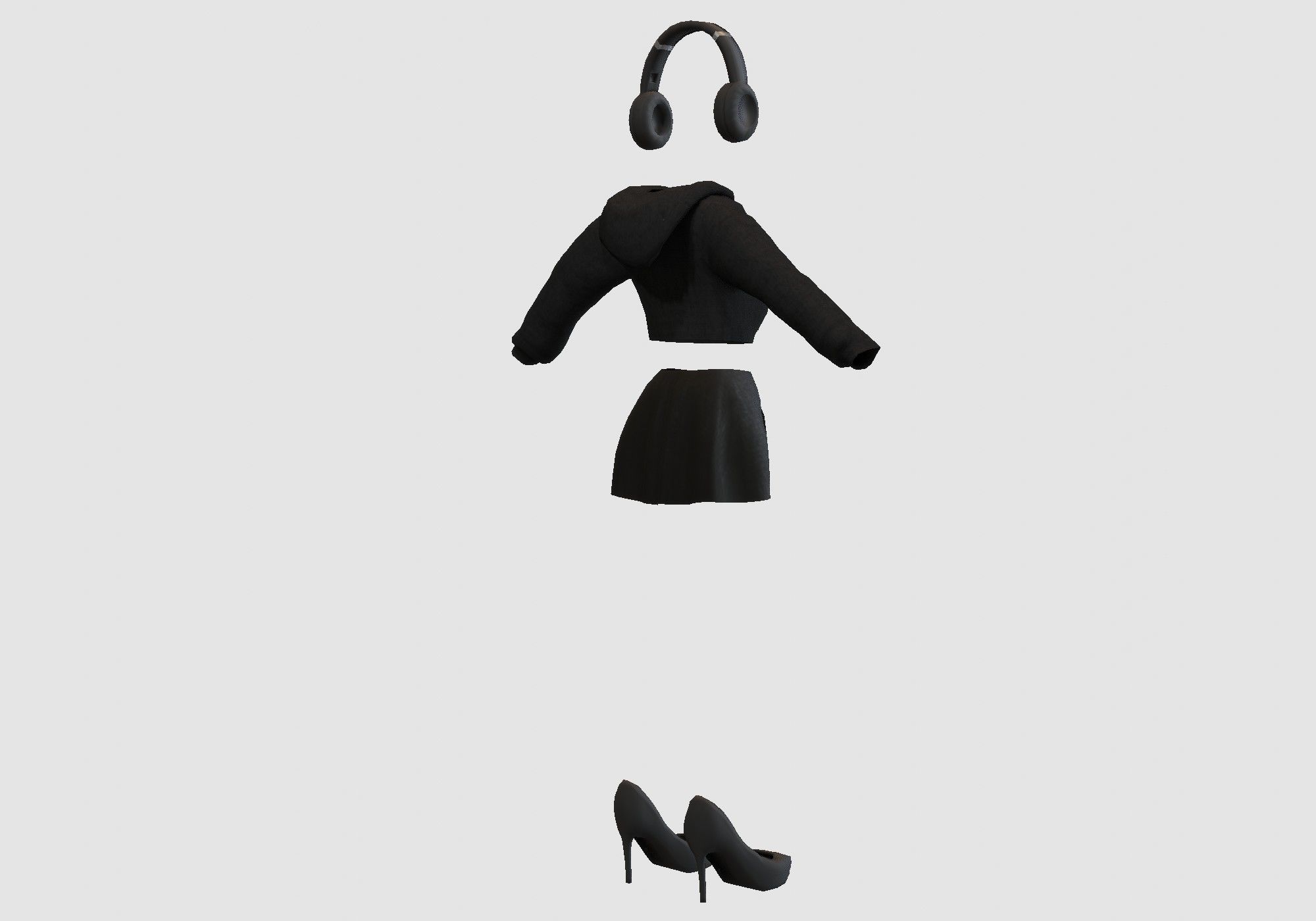 female cartoon outfit 3D model_3