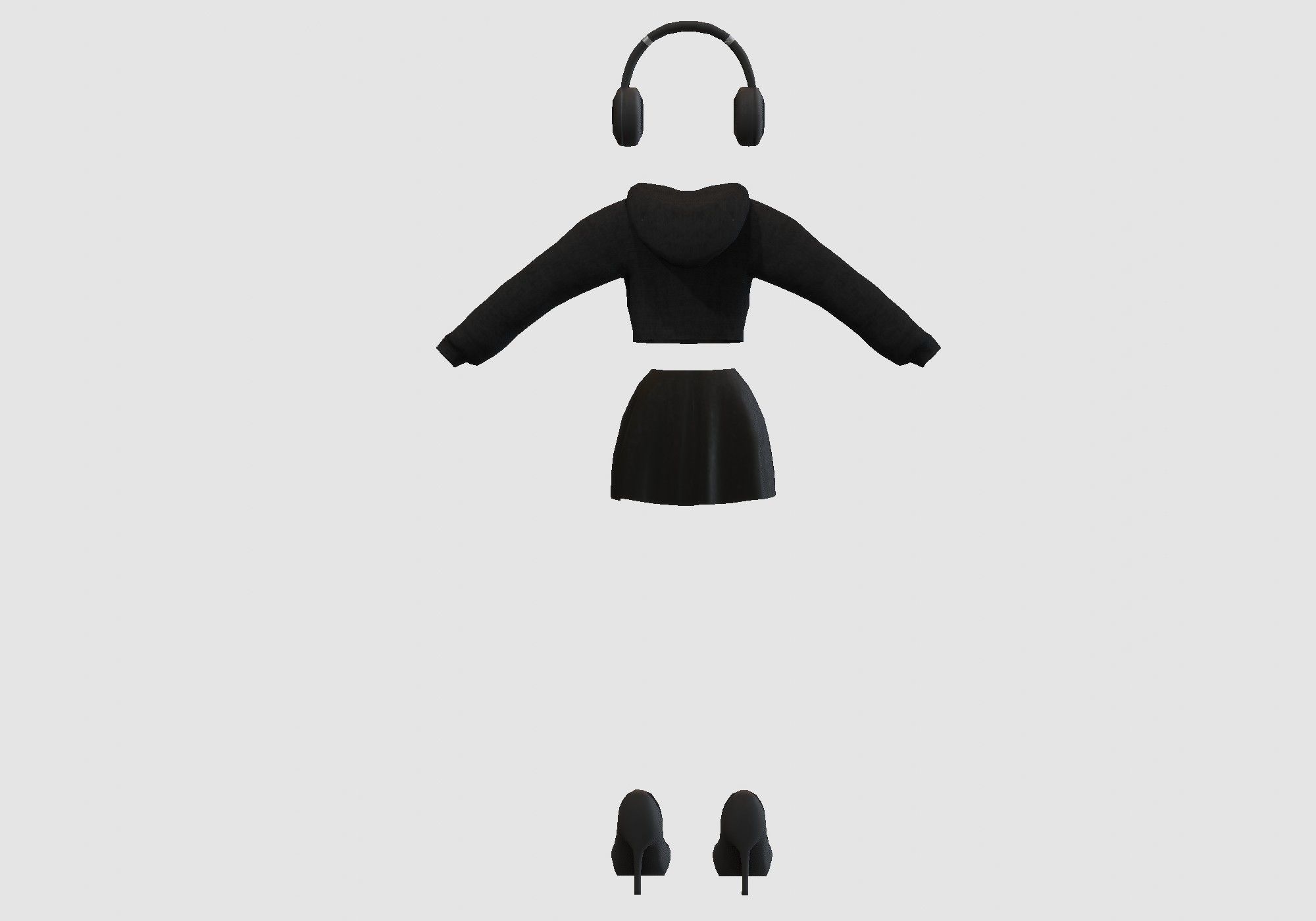 female cartoon outfit 3D model_4