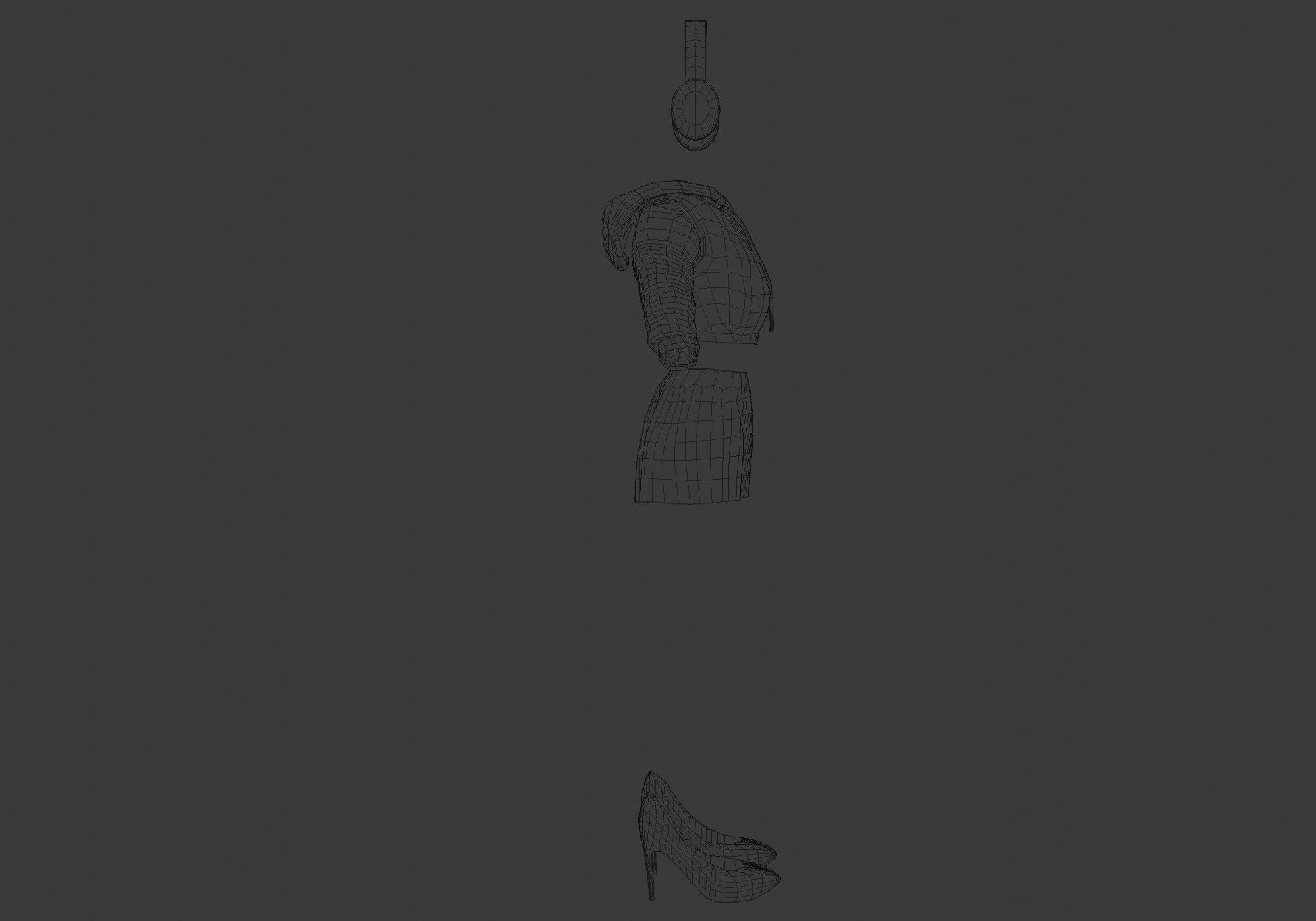 female cartoon outfit 3D model_7