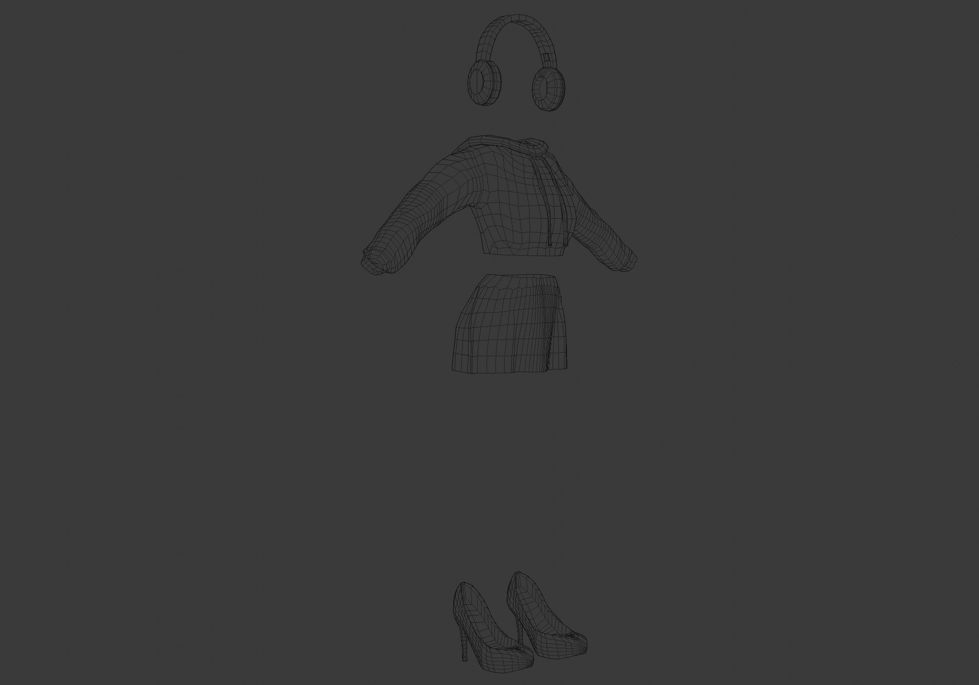 female cartoon outfit 3D model_6