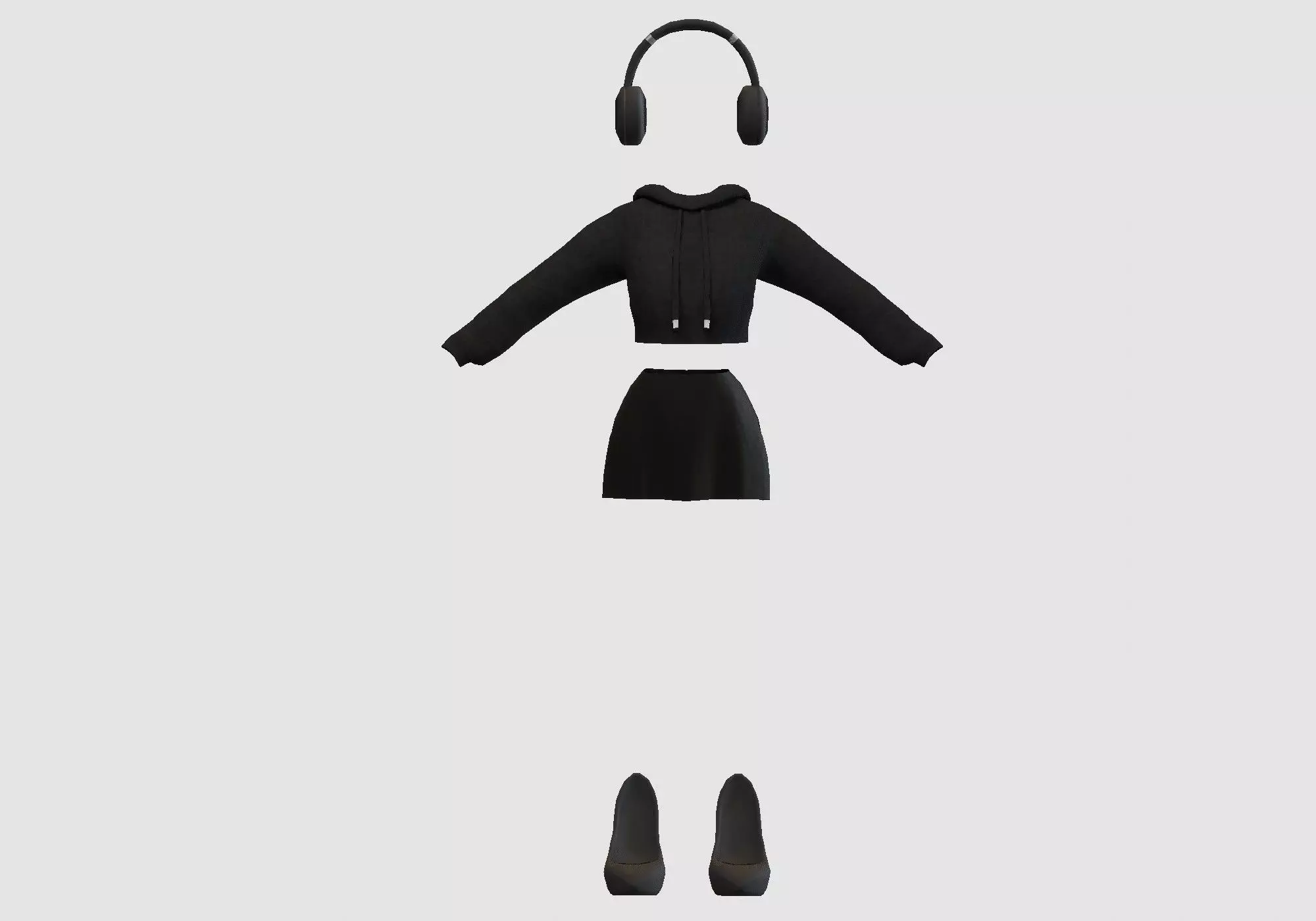 female cartoon outfit 3D model_0