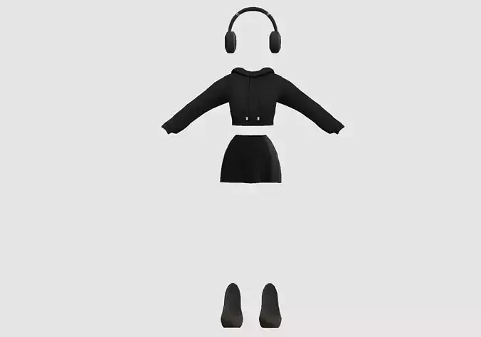 female cartoon outfit 3D model female cartoon outfit 3D model