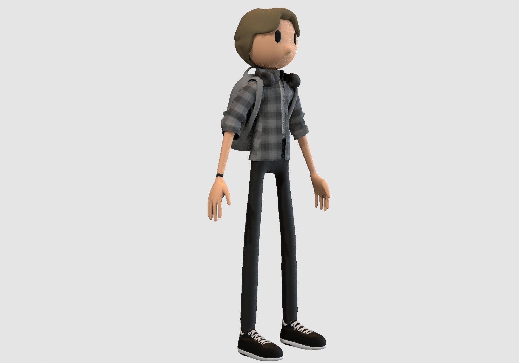 casual cartoon boy  3D model_1