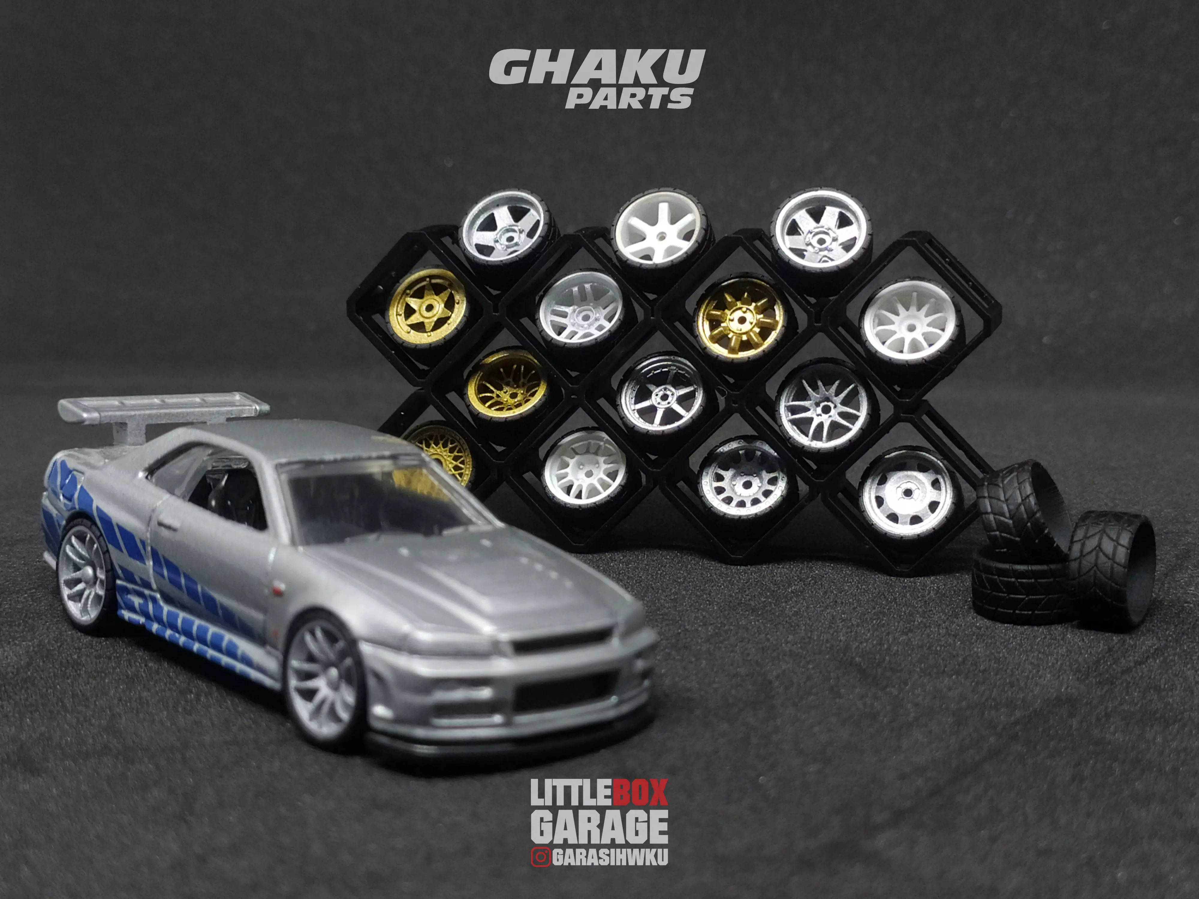 wheels rim rack display stand 11 box cross for diecast 64 scale 3D print model