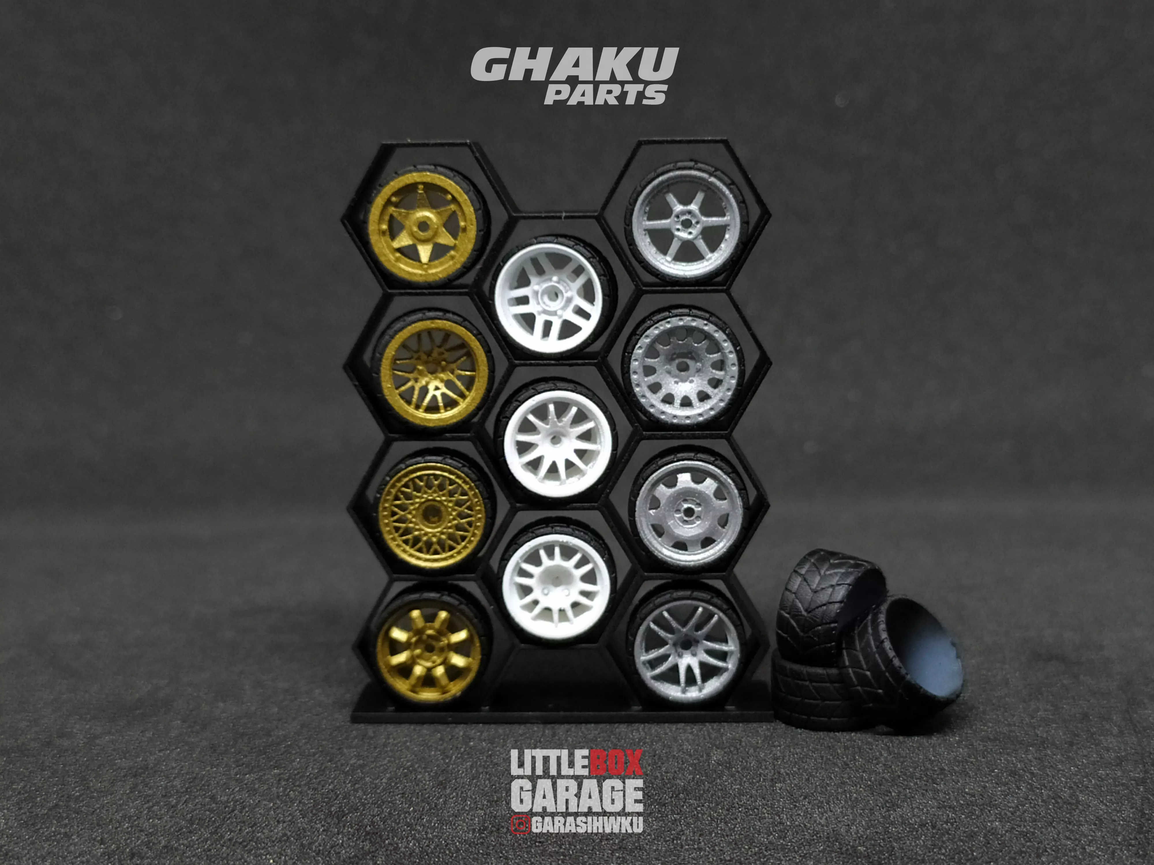 wheels rim rack display stand 11 octagon for diecast 64 scale 3D print model