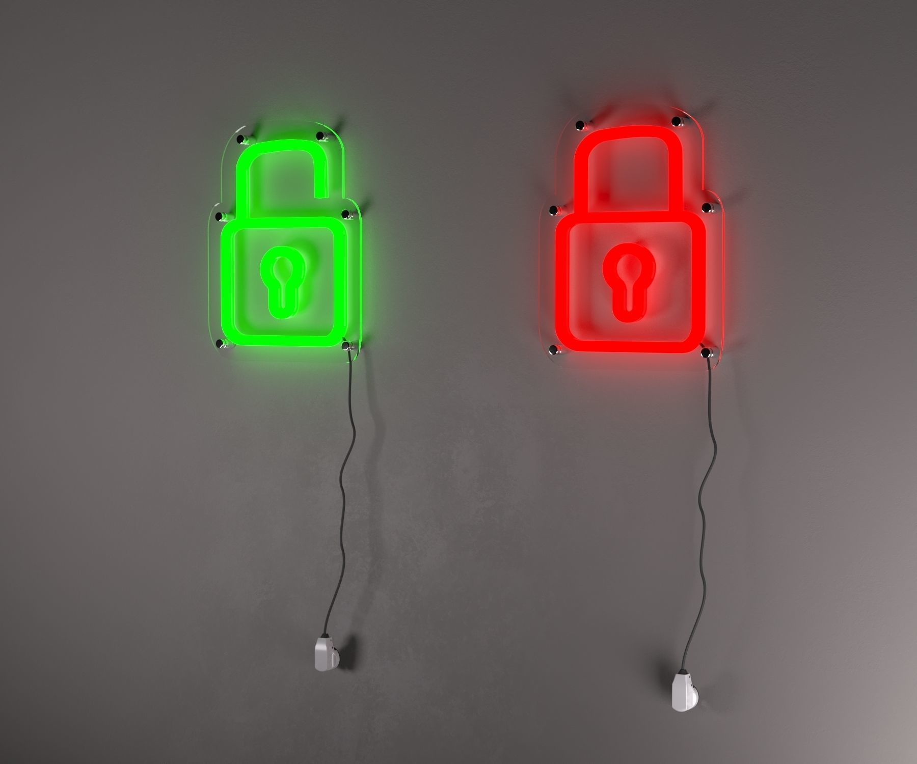 LOCK UNLOCK NEON LIGHT 3D model_1